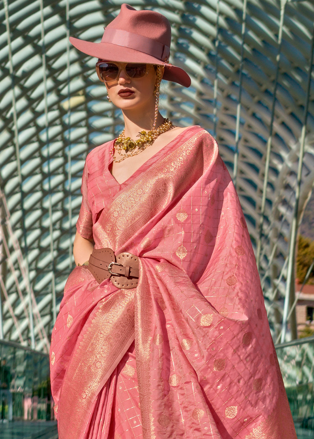 Pink Elegant Banarasi Blended Silk Saree – Handwoven Heritage for Special Occasions
