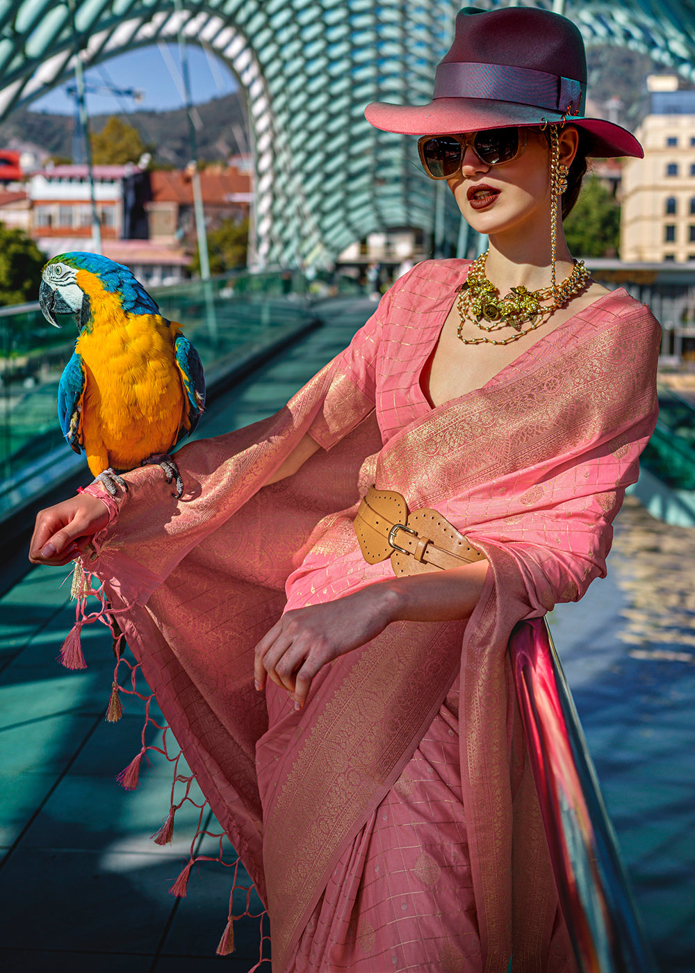Pink Elegant Banarasi Blended Silk Saree – Handwoven Heritage for Special Occasions