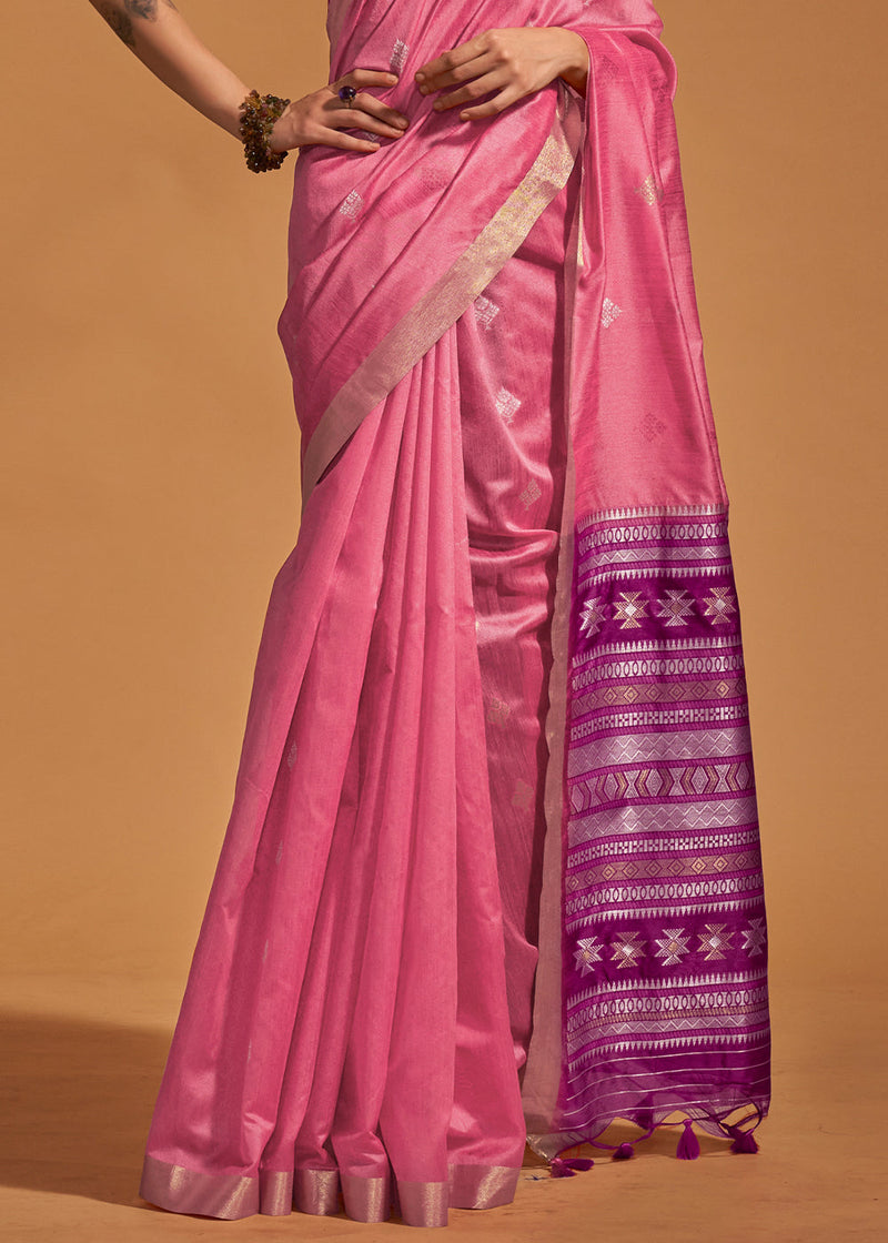 Pink Elegant Banarasi Blended Silk Saree with Intricate Timeless Design – Ideal for Grand Occasions