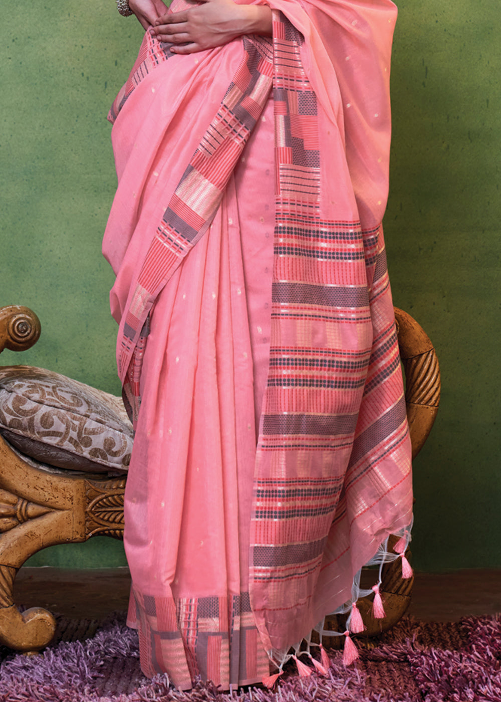 Pink Elegant Cotton Silk Blended Saree – Graceful & Lustrous Drape