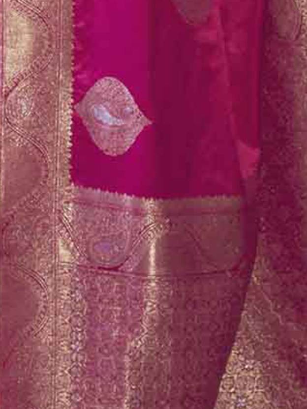 Pink Elegant Kanjivaram Silk Blend Saree with Unstitched Blouse Piece
