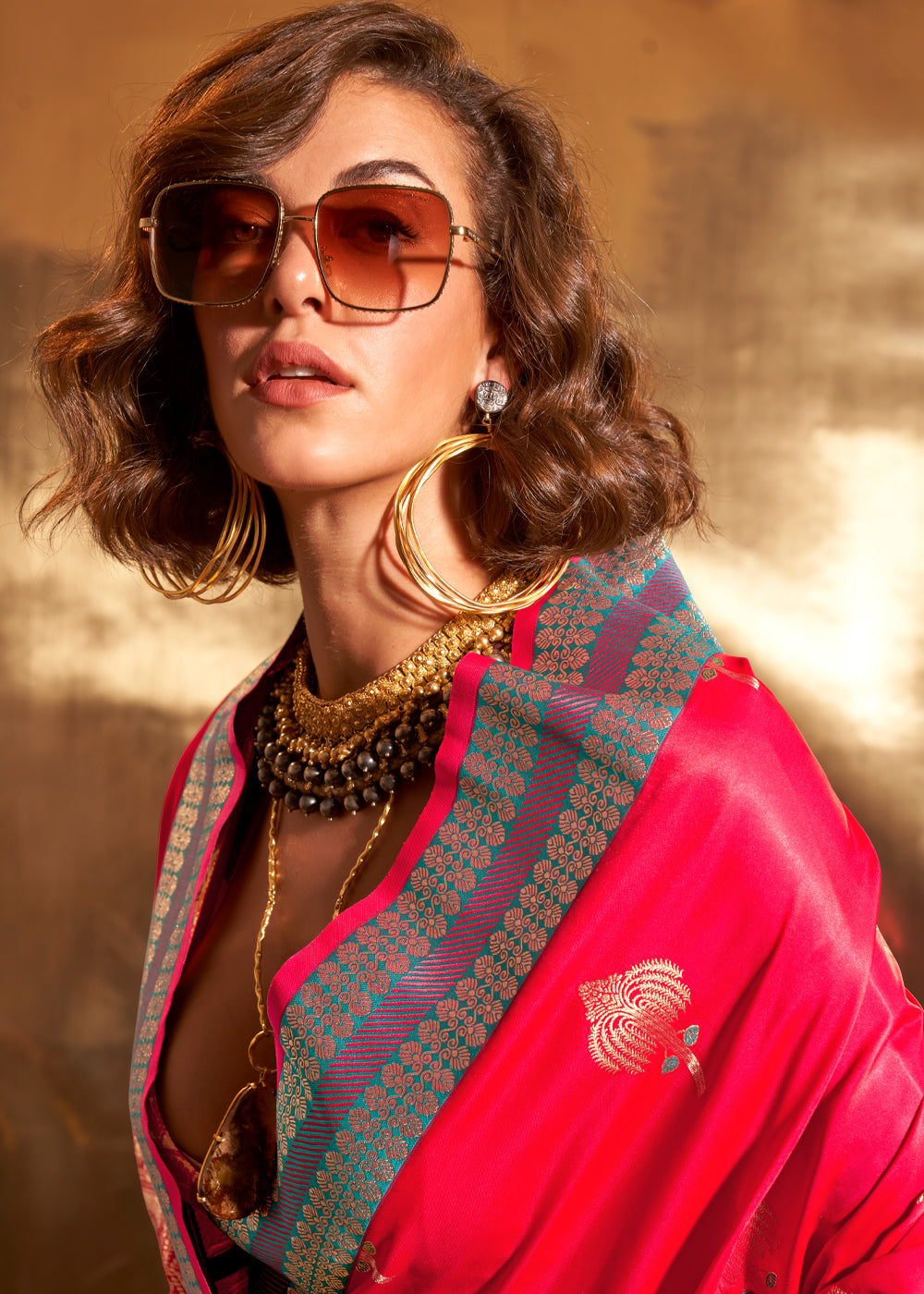 Pink Elegant Satin Silk Saree – Luxurious Drape for Every Occasion
