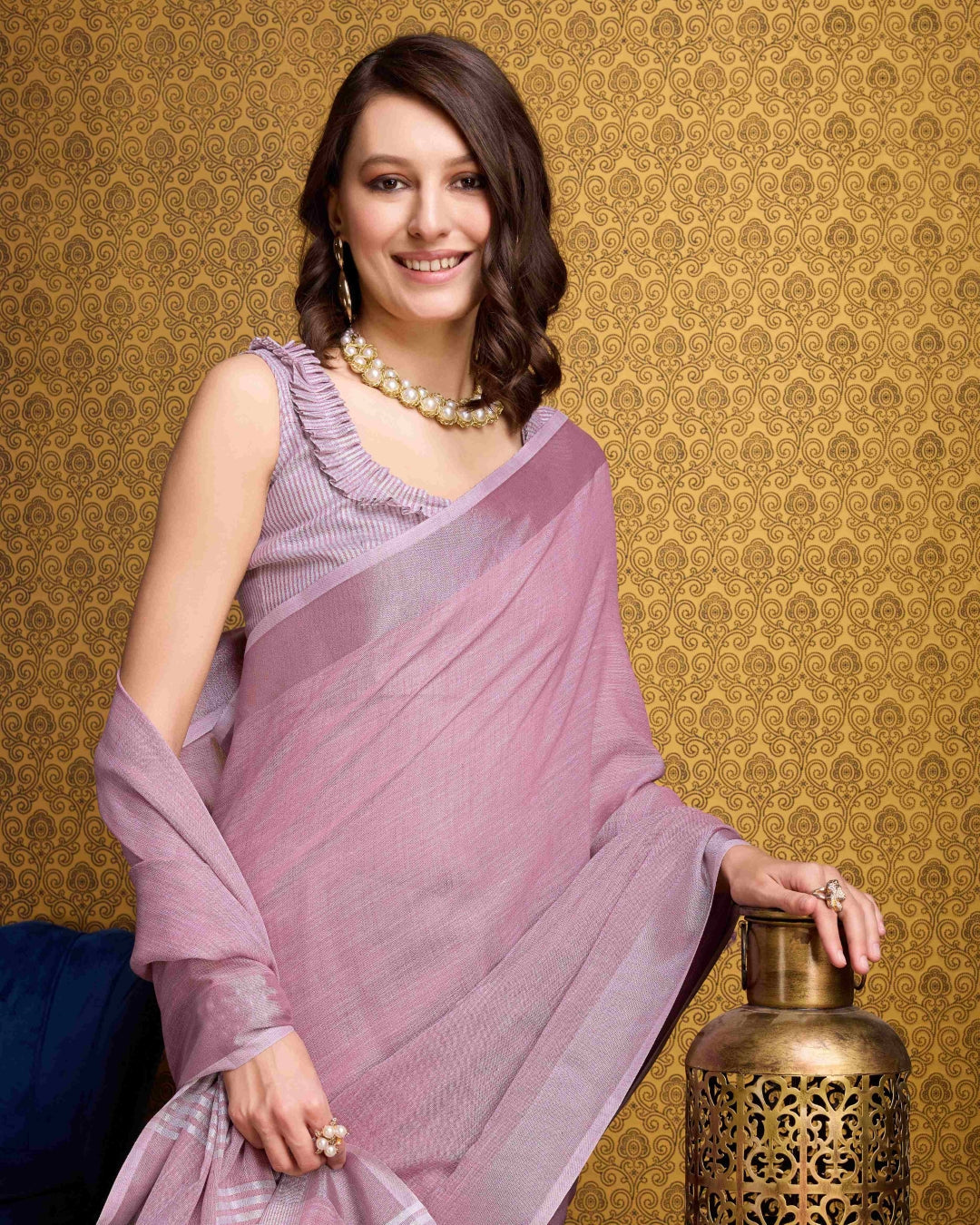 Pink Elegant Solid Saree with Zari Border – Timeless Grace