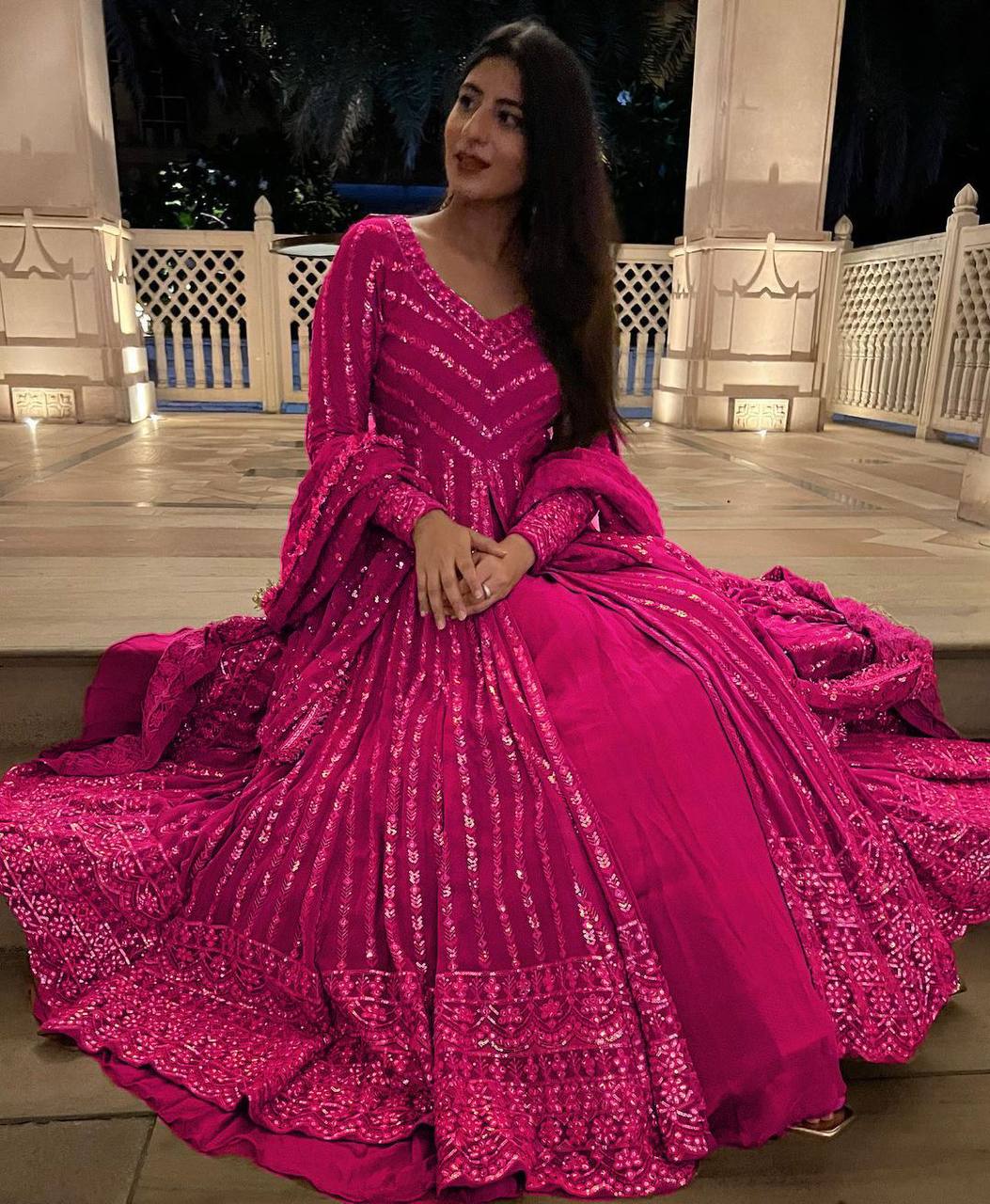 Pink Elegant Thread & Sequin Work Lehenga Choli Set