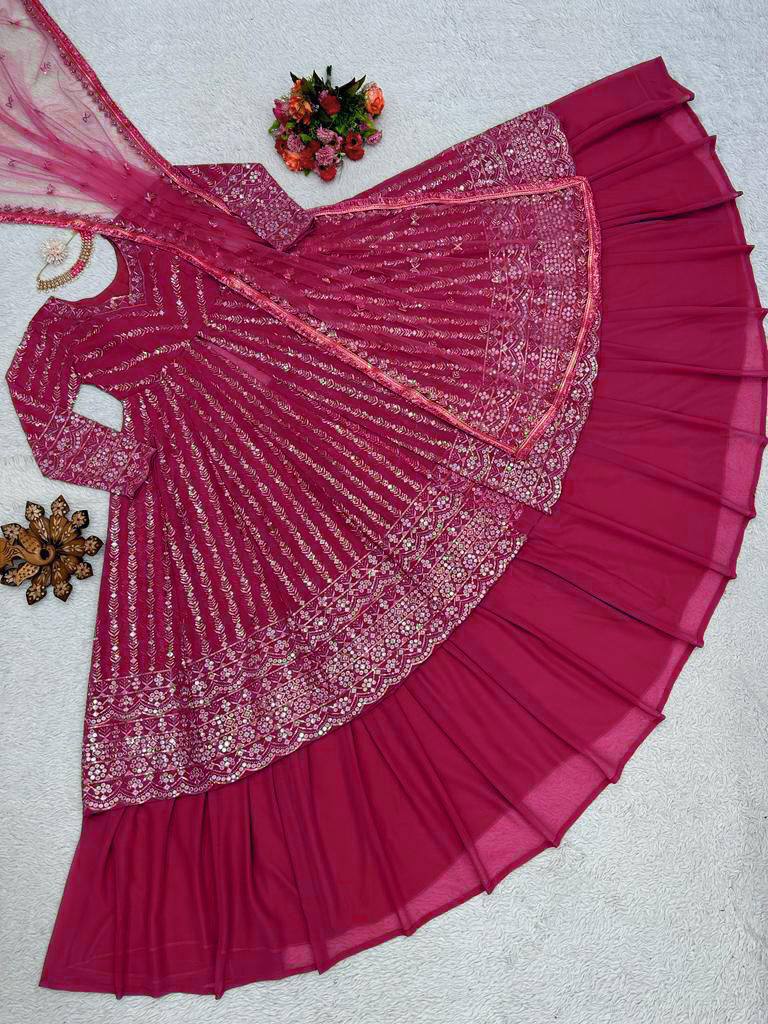 Pink Elegant Thread & Sequin Work Lehenga Choli Set