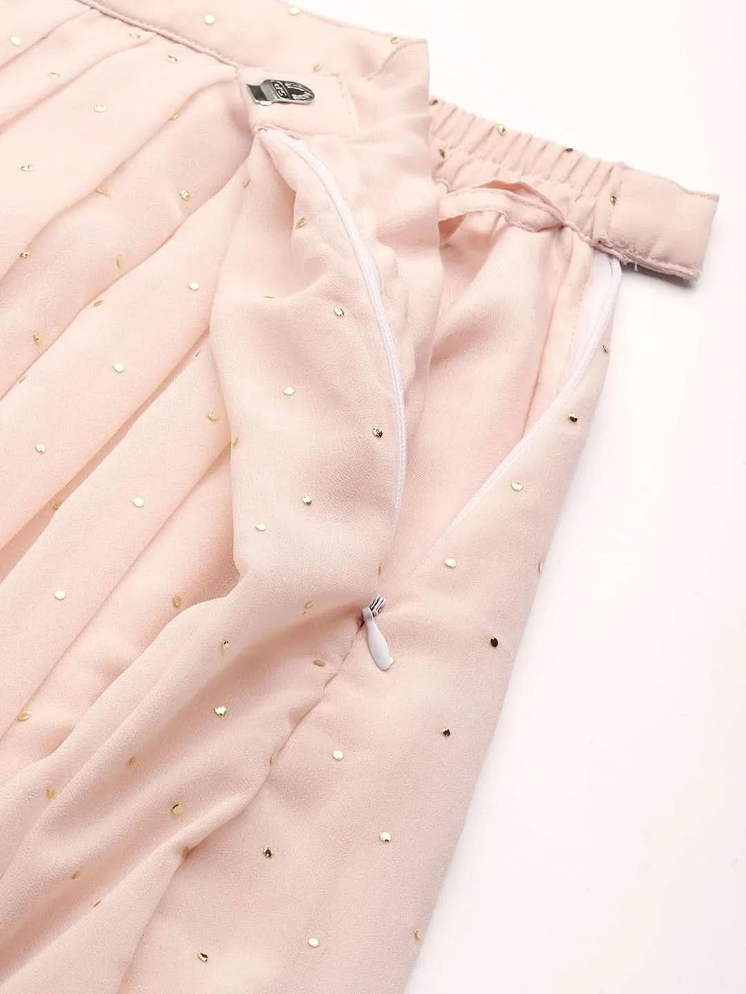 Anouk Pink Embellished Georgette Skirt