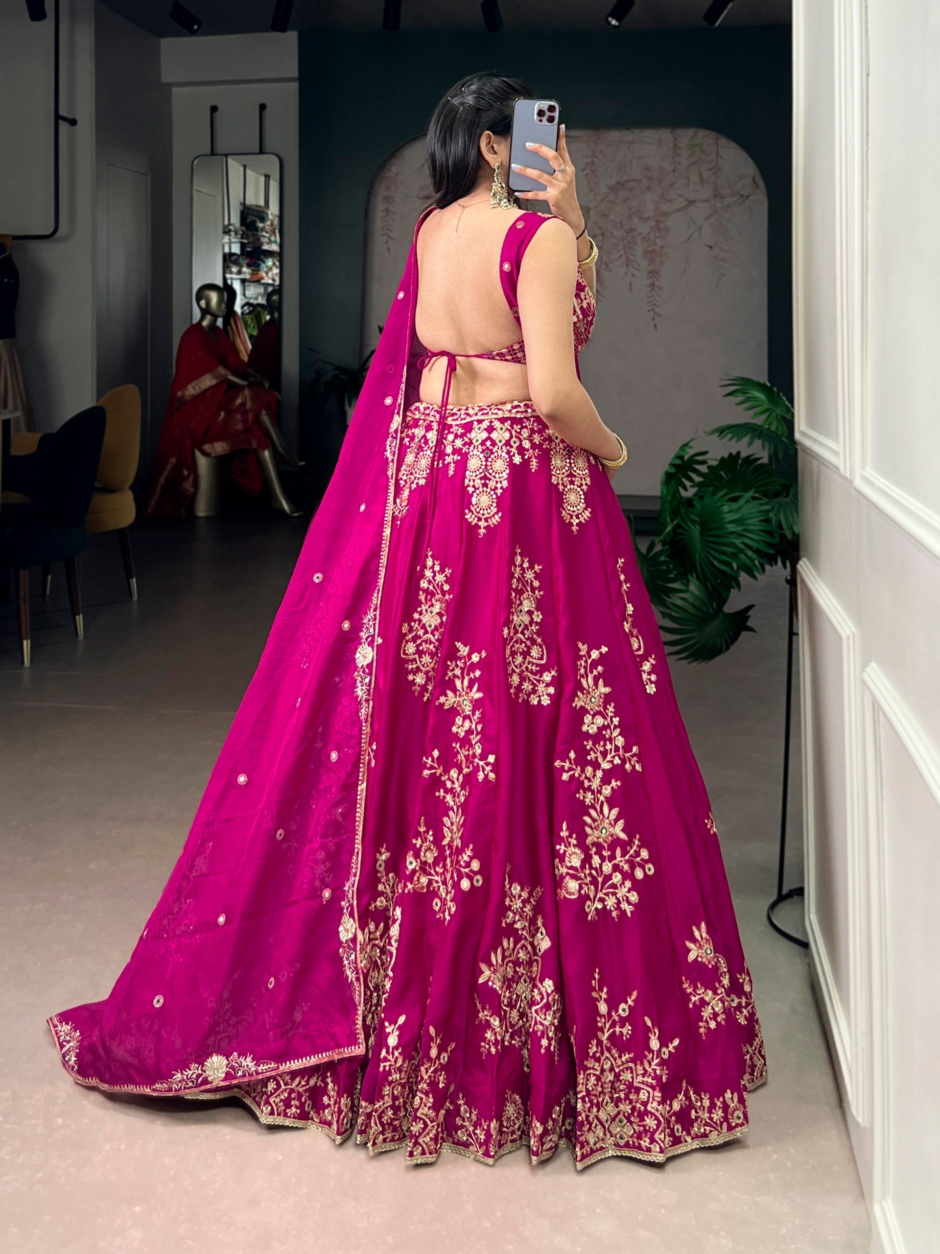 Pink Embroidered Lehenga Set with Dupatta