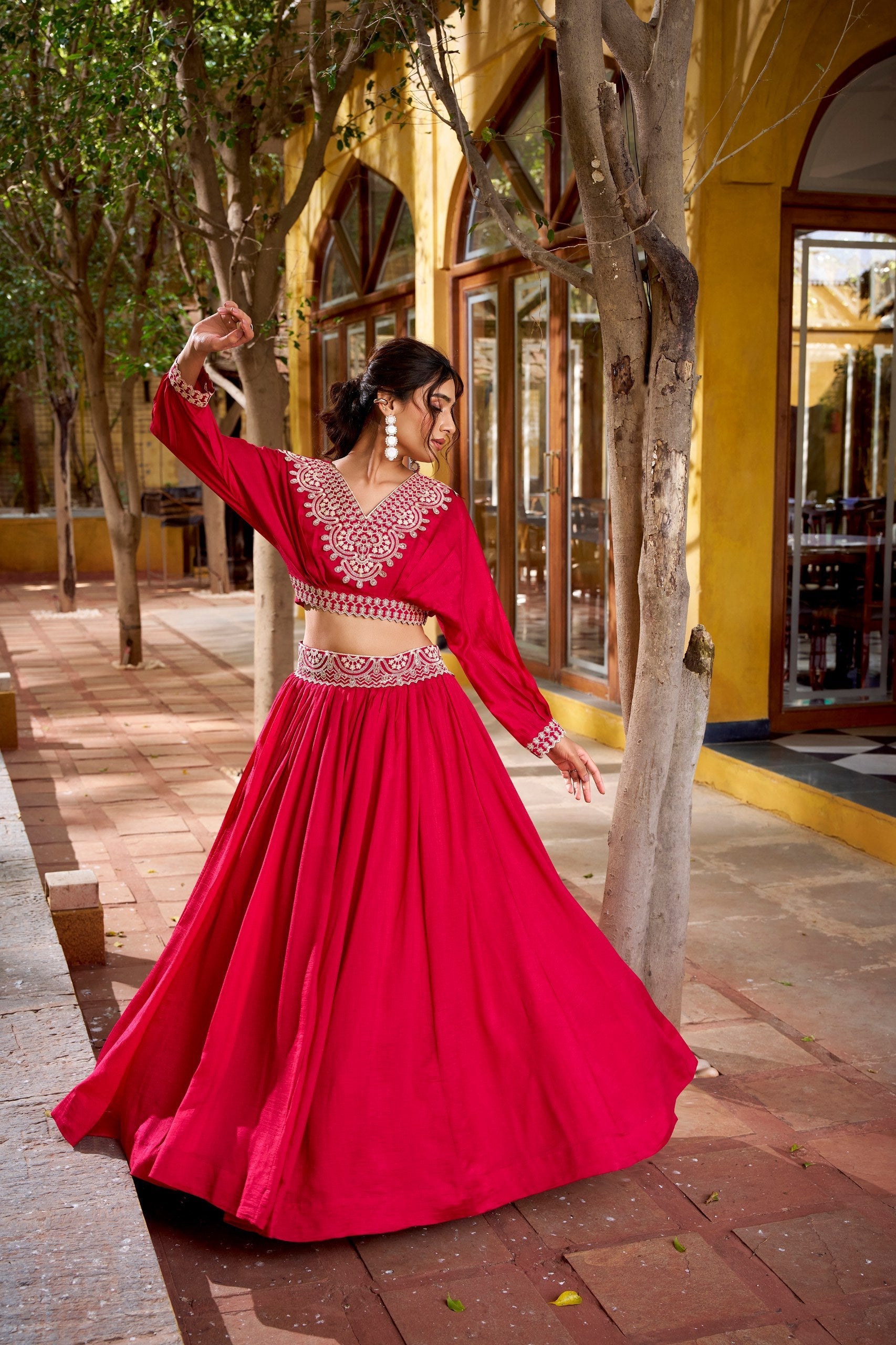 Pink Embroidered Lehenga Set