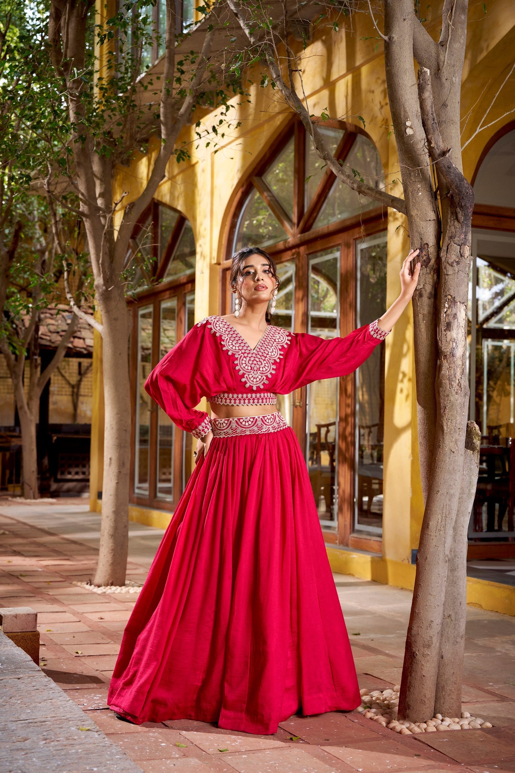 Pink Embroidered Lehenga Set