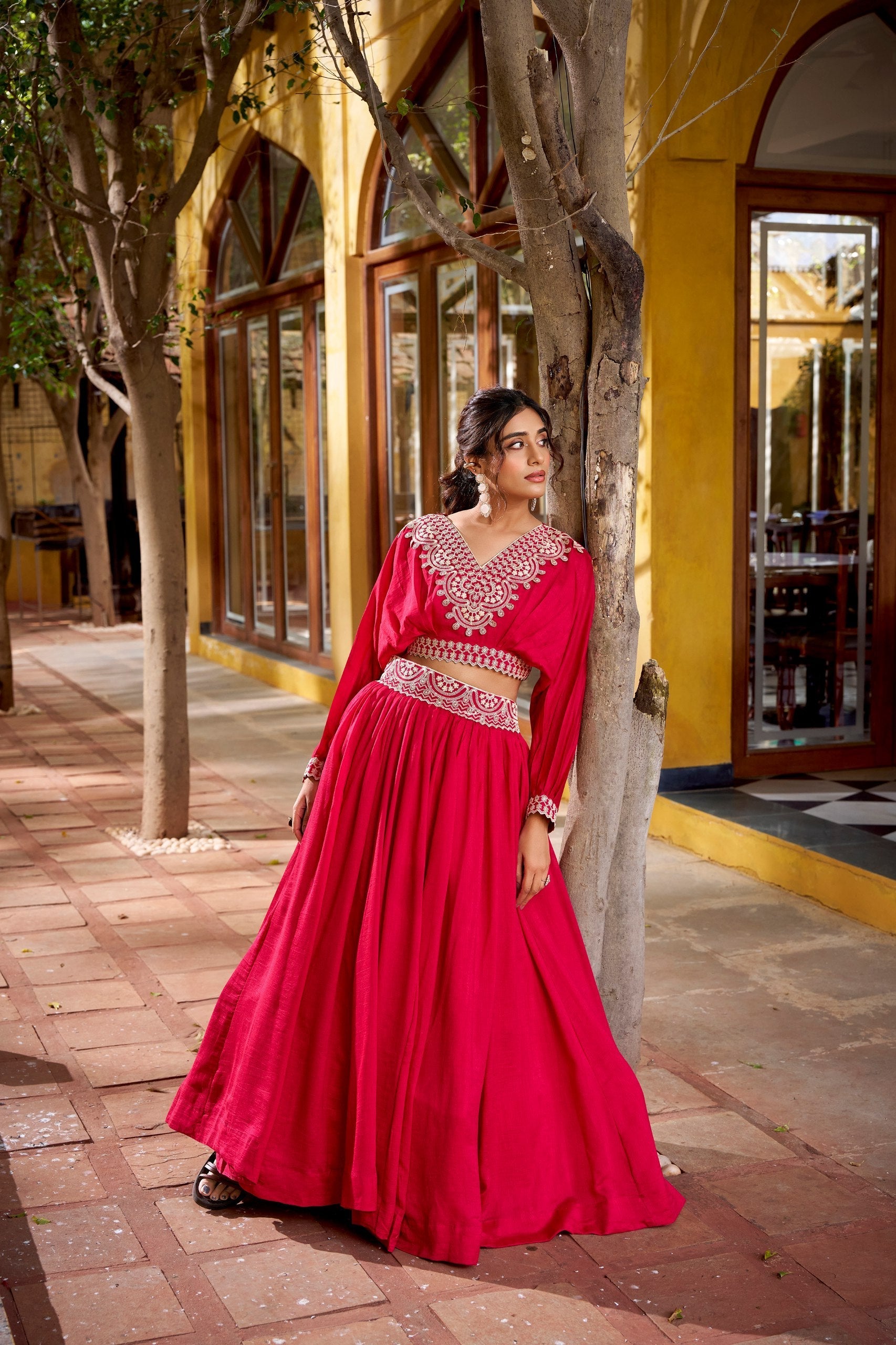 Pink Embroidered Lehenga Set