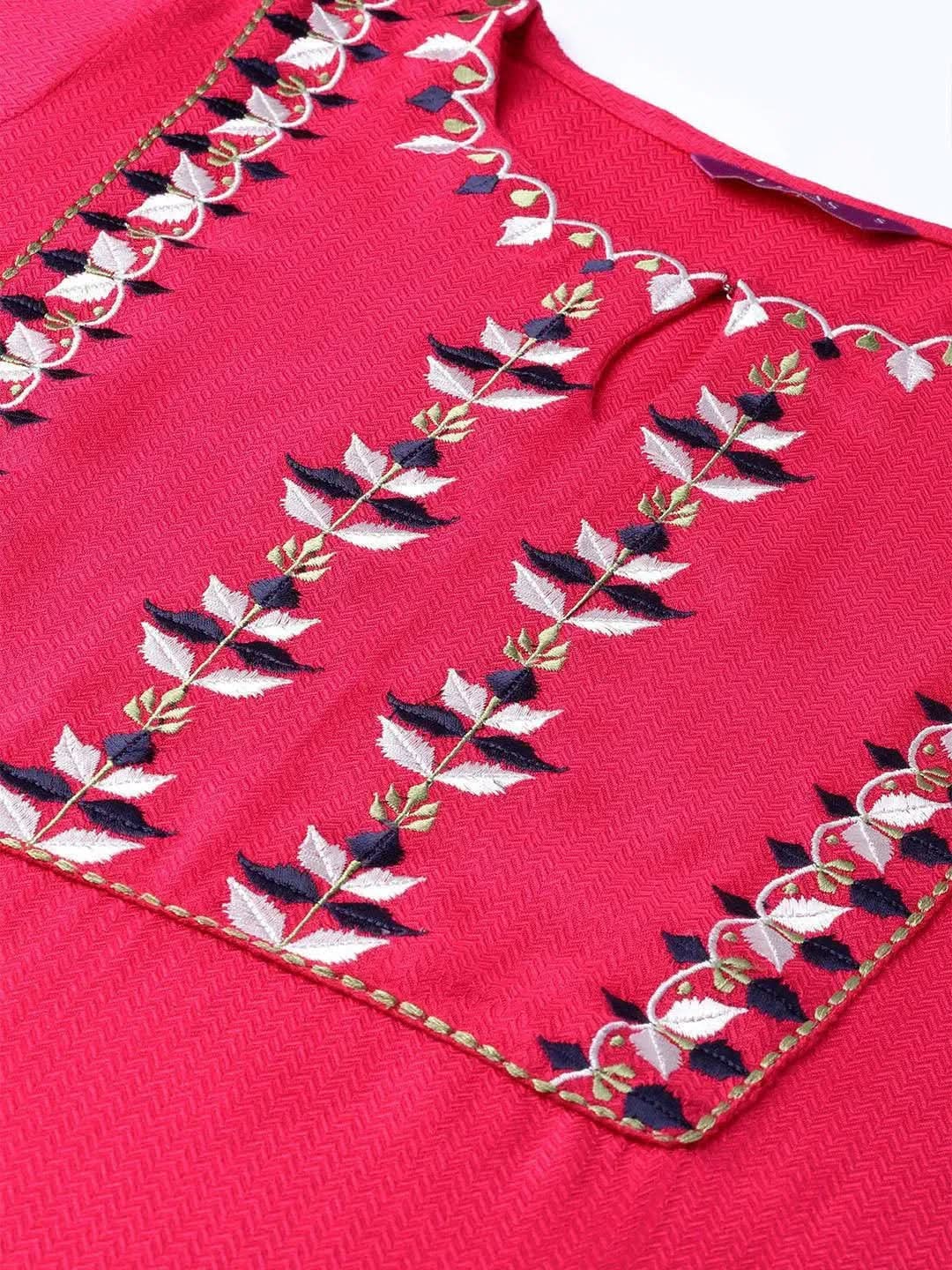 Anouk Pink Embroidered Rayon Kurta