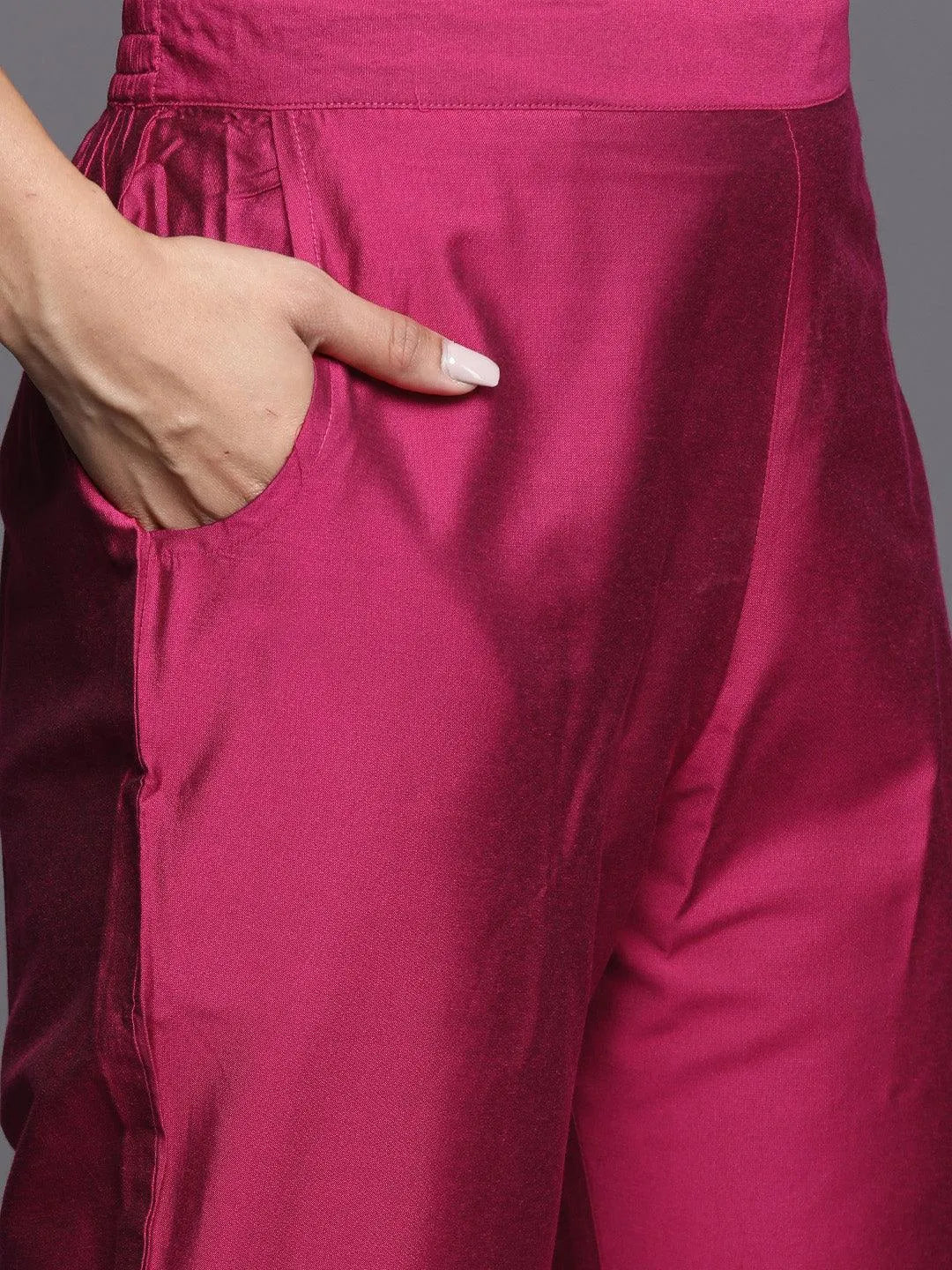 Anouk Pink Embroidered Silk Blend Straight Suit With Dupatta