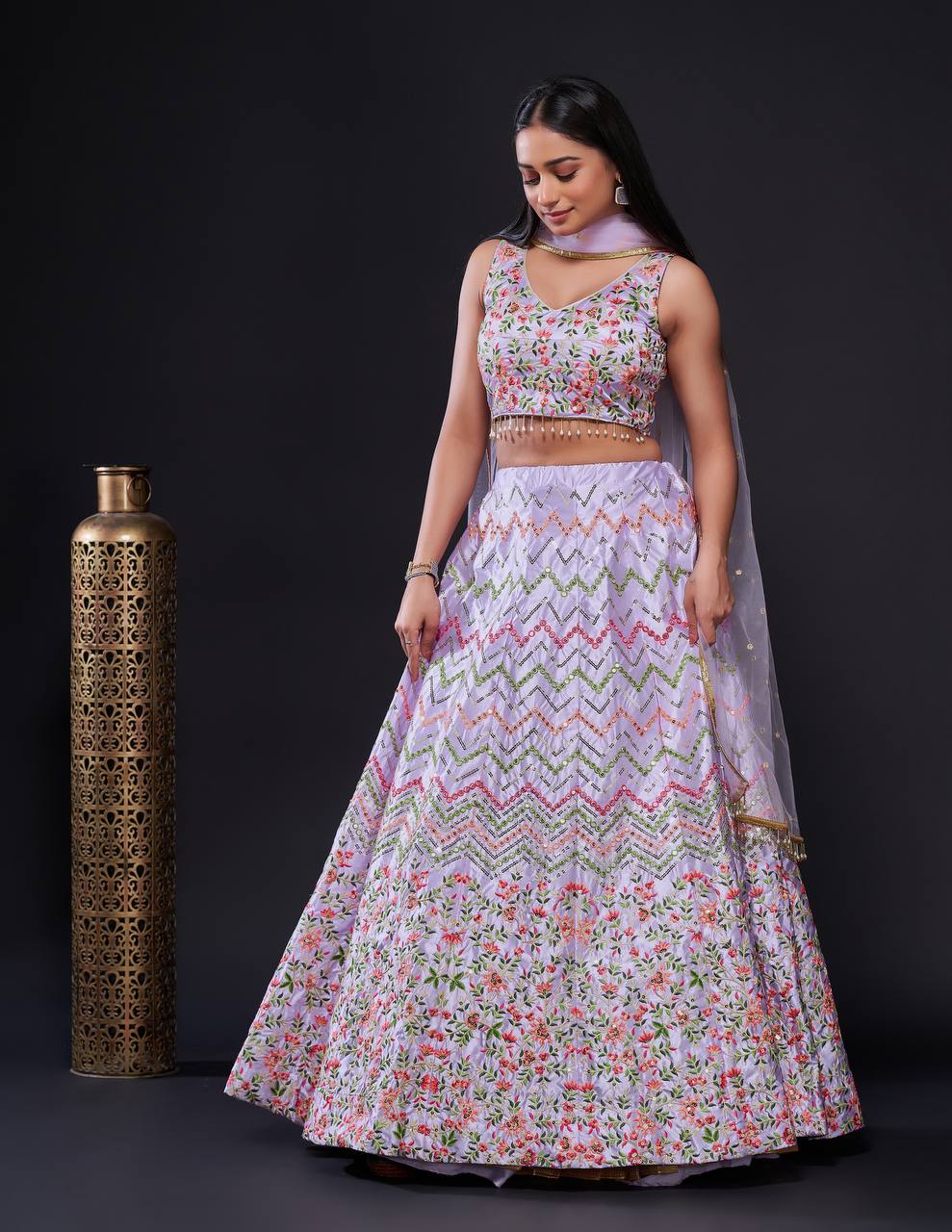Pink Glamorous Heavy Satin Silk Lehenga Set with Exquisite Detailing