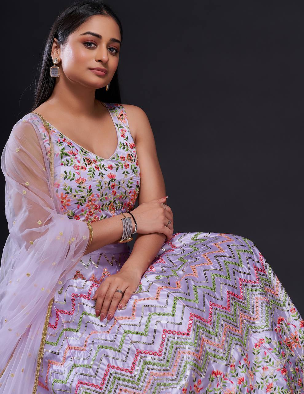 Pink Glamorous Heavy Satin Silk Lehenga Set with Exquisite Detailing