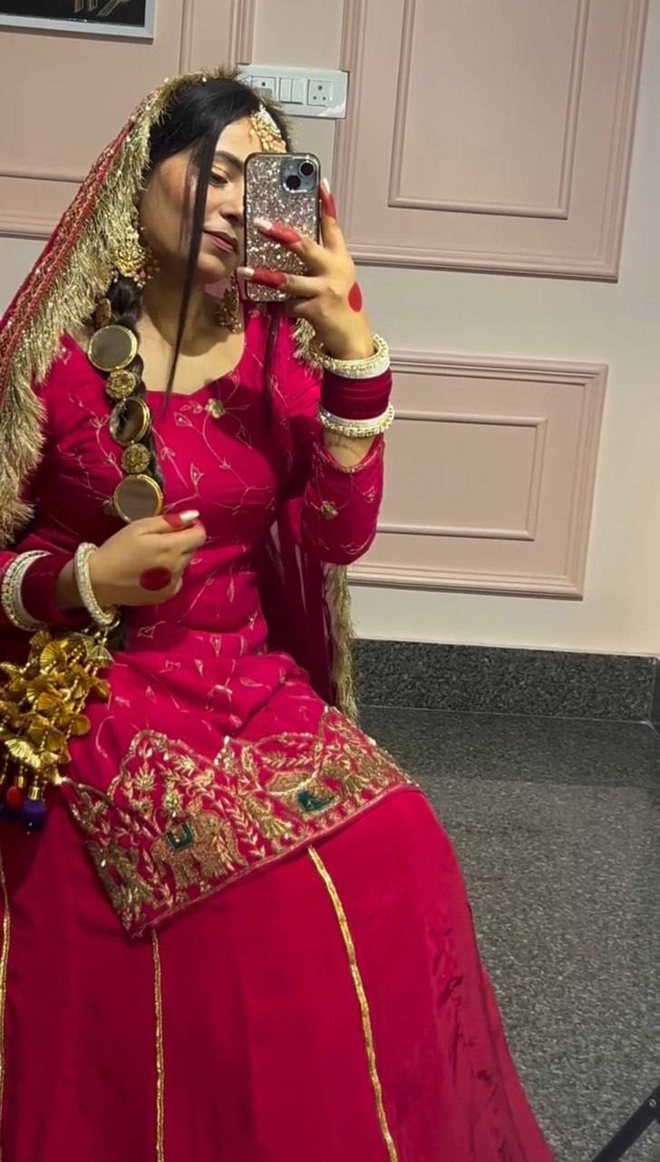 Pink Natural Crepe Silk Lehenga Set with Bead & Sequin Detailing