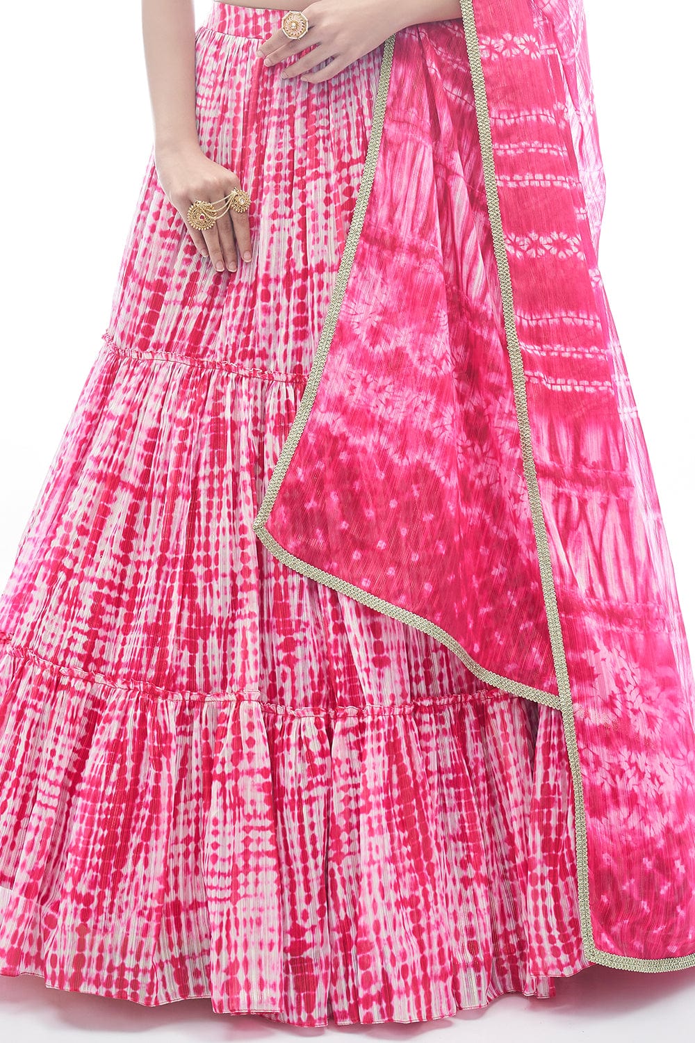 Pink Pakistani Jacquard Lehenga Choli For Indian Festival & Weddings - Thread Embroidery Work,