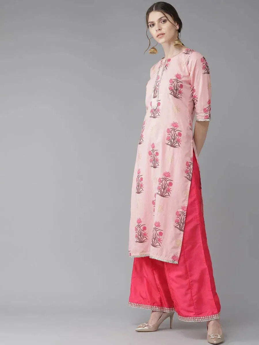 Anouk Pink Printed Cotton Kurta