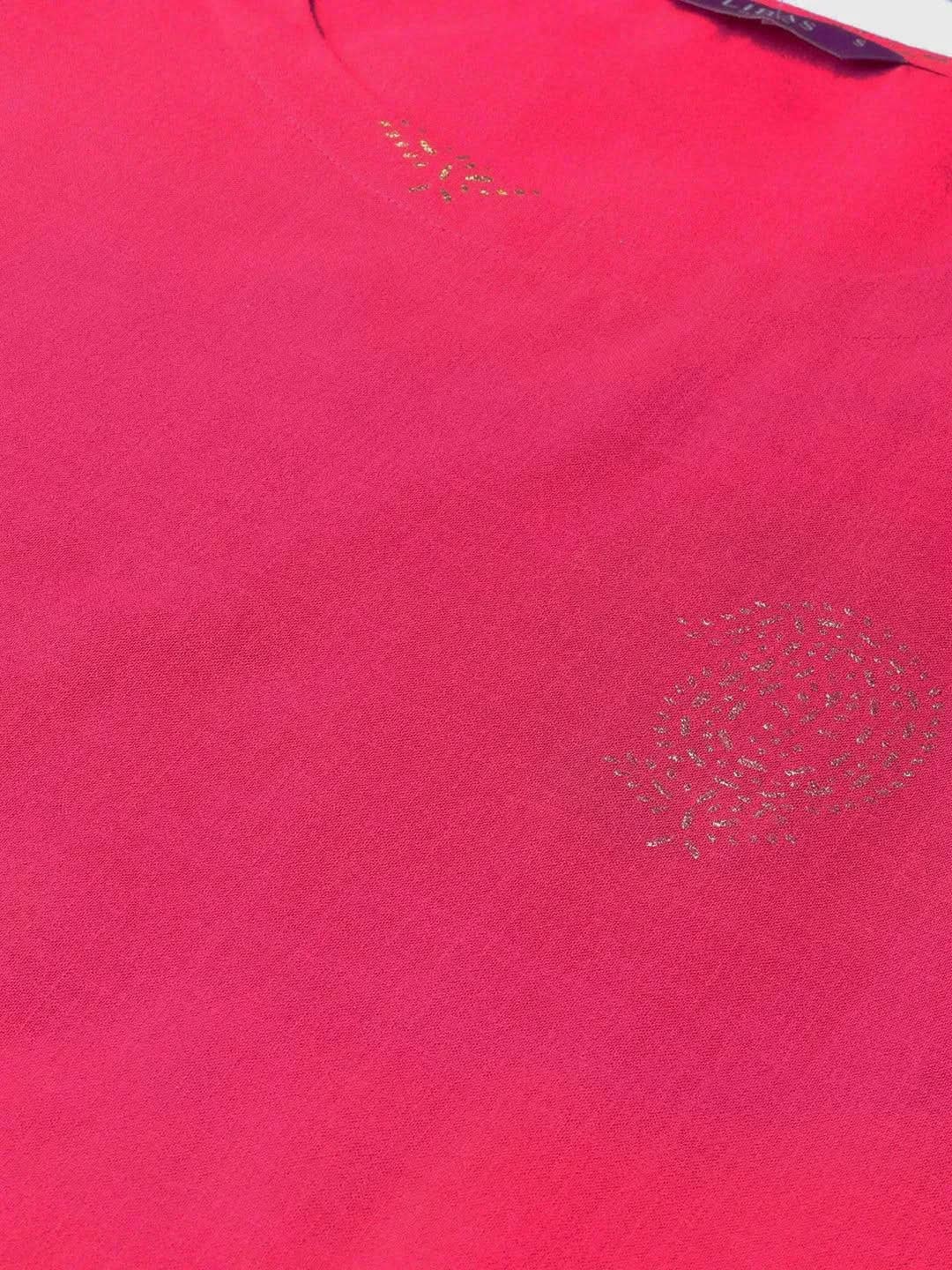 Anouk Pink Printed Cotton Kurta