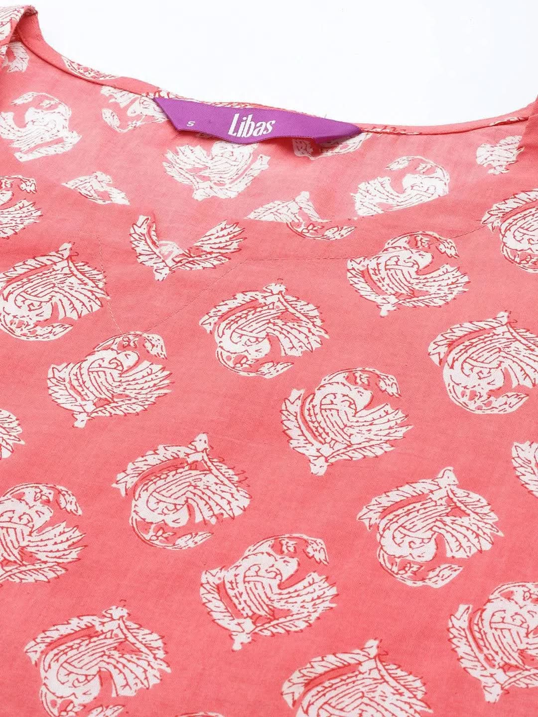 Anouk Pink Printed Cotton Night Suit