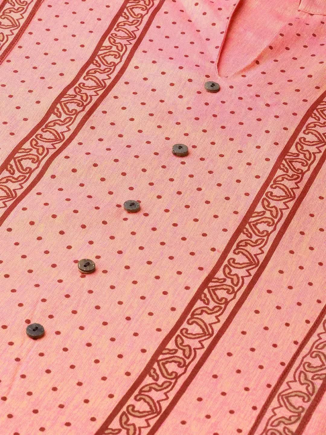 Anouk Pink Printed Rayon Kurta