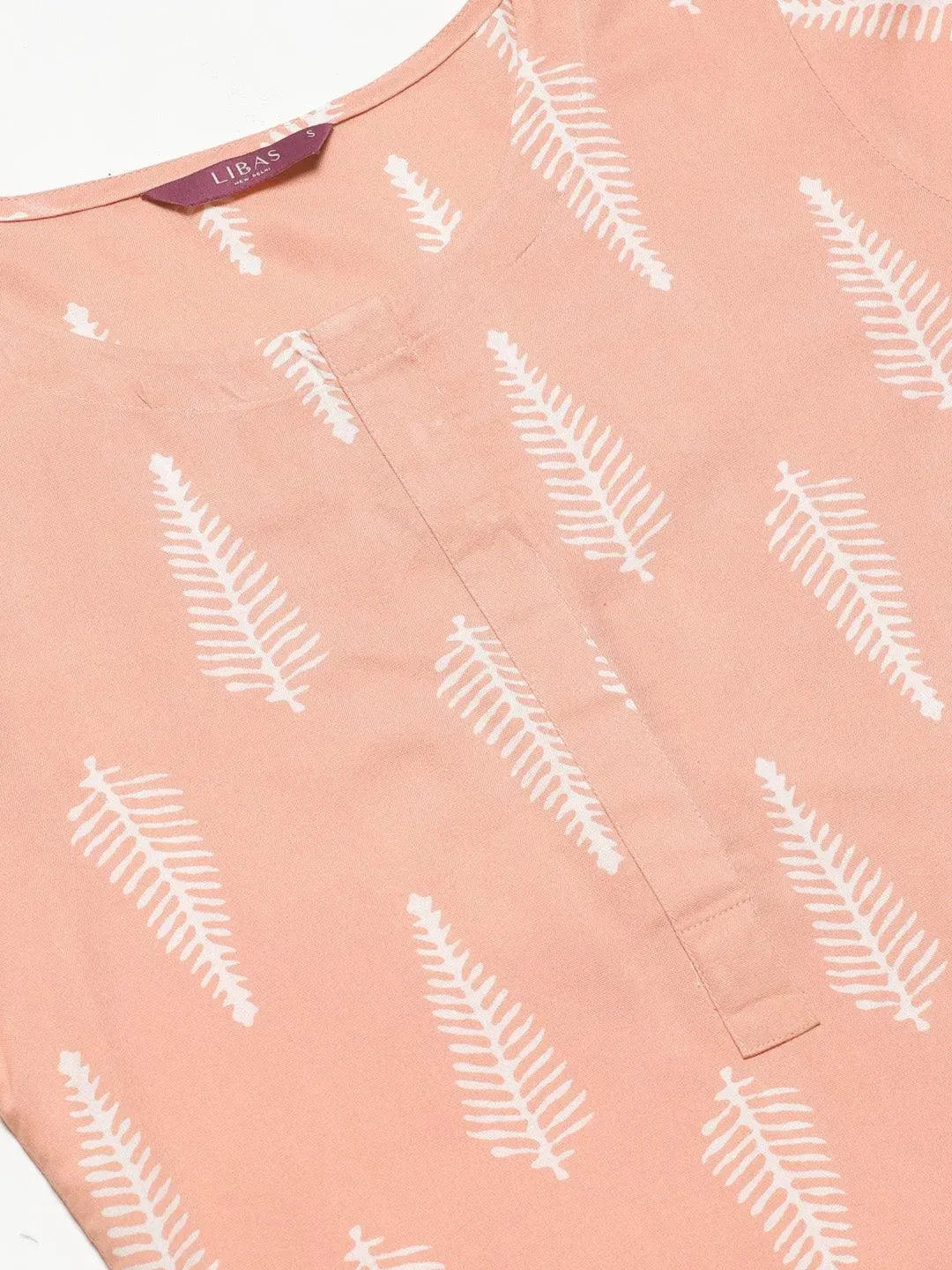 Anouk Pink Printed Rayon Straight Kurta With Palazzos