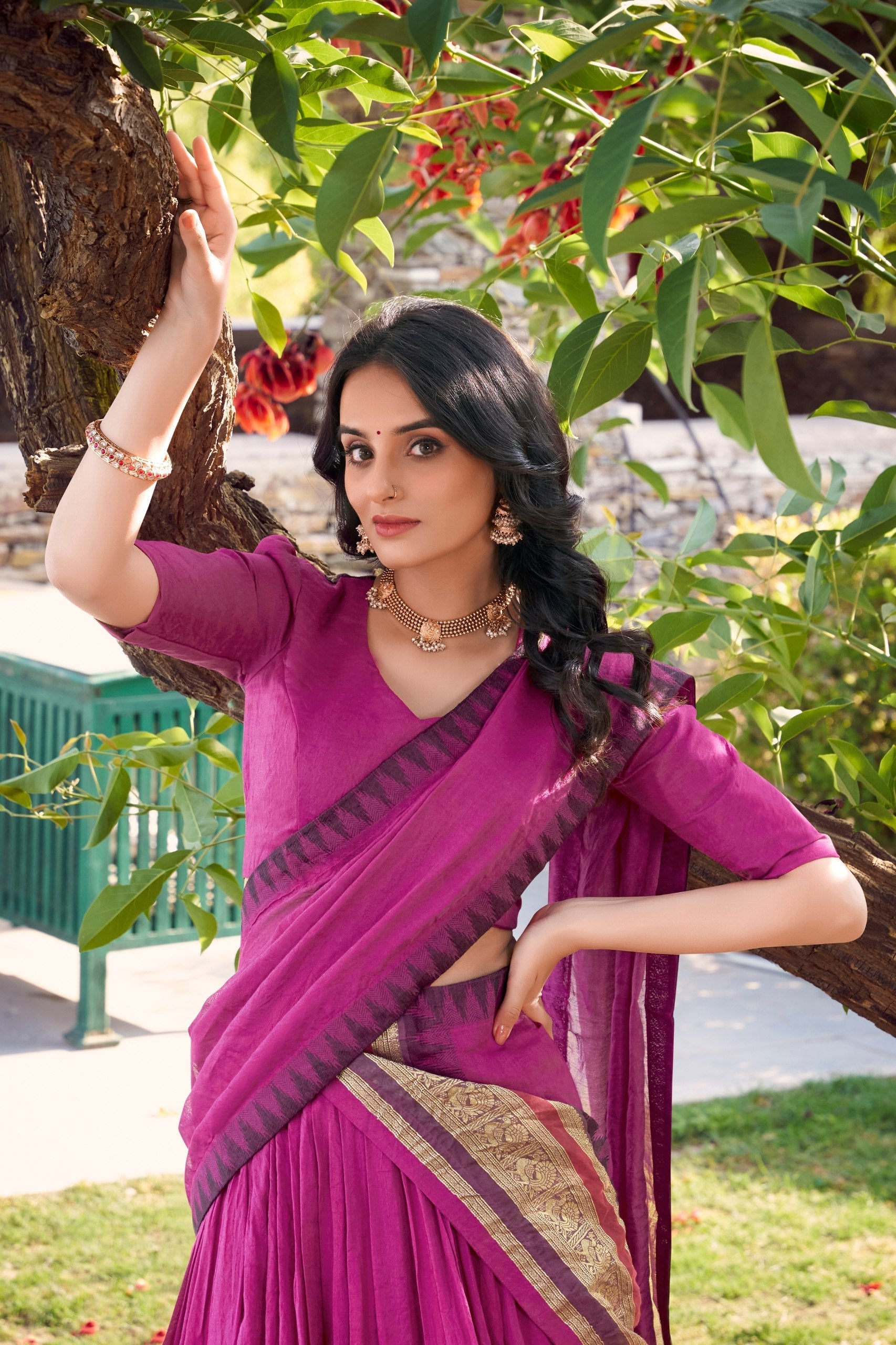 Pink Pure Chanderi Elegance Stitched Lehenga Set with Zari Weaving – 3-Piece Ensemble