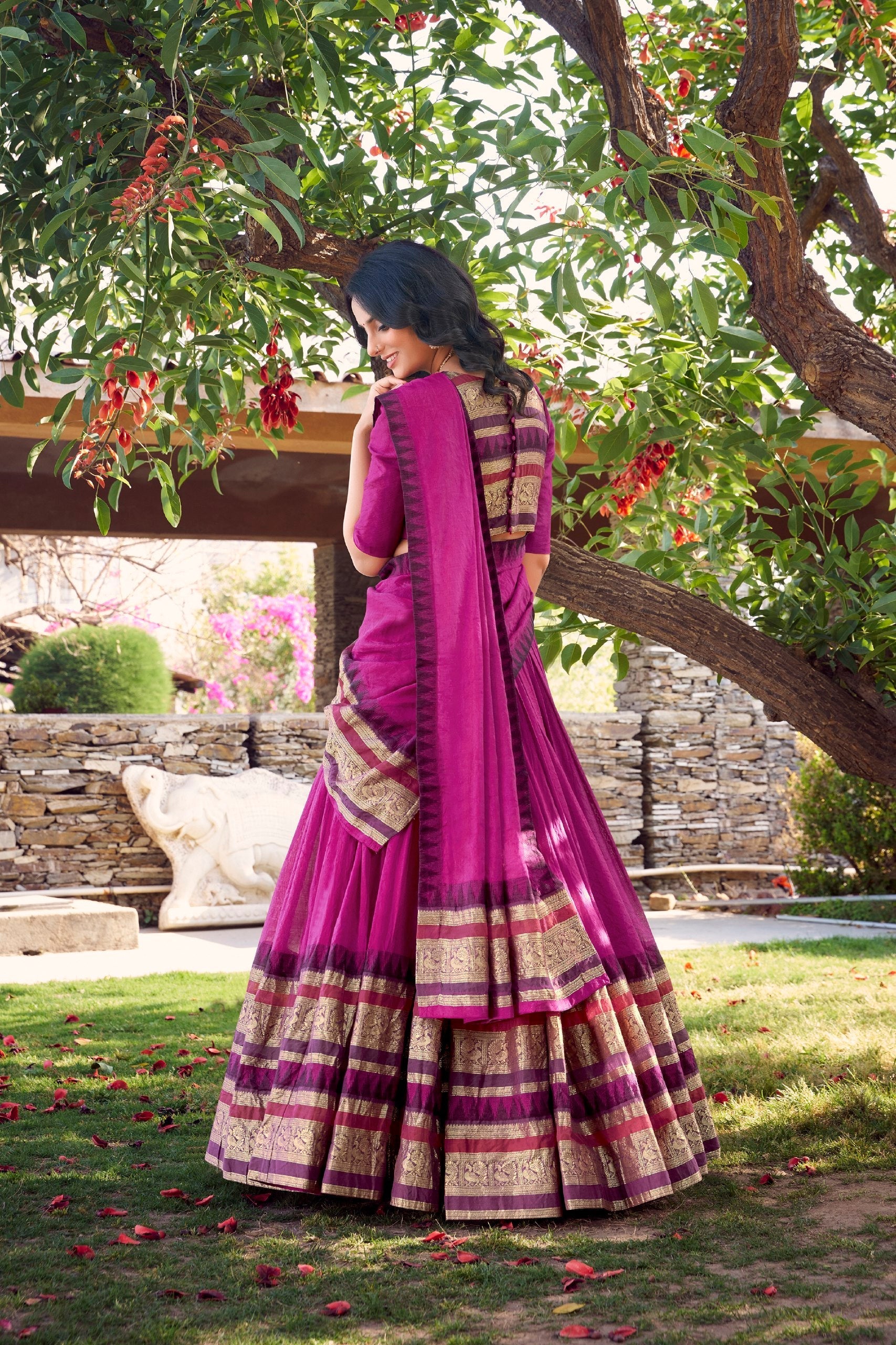 Pink Pure Chanderi Elegance Stitched Lehenga Set with Zari Weaving – 3-Piece Ensemble