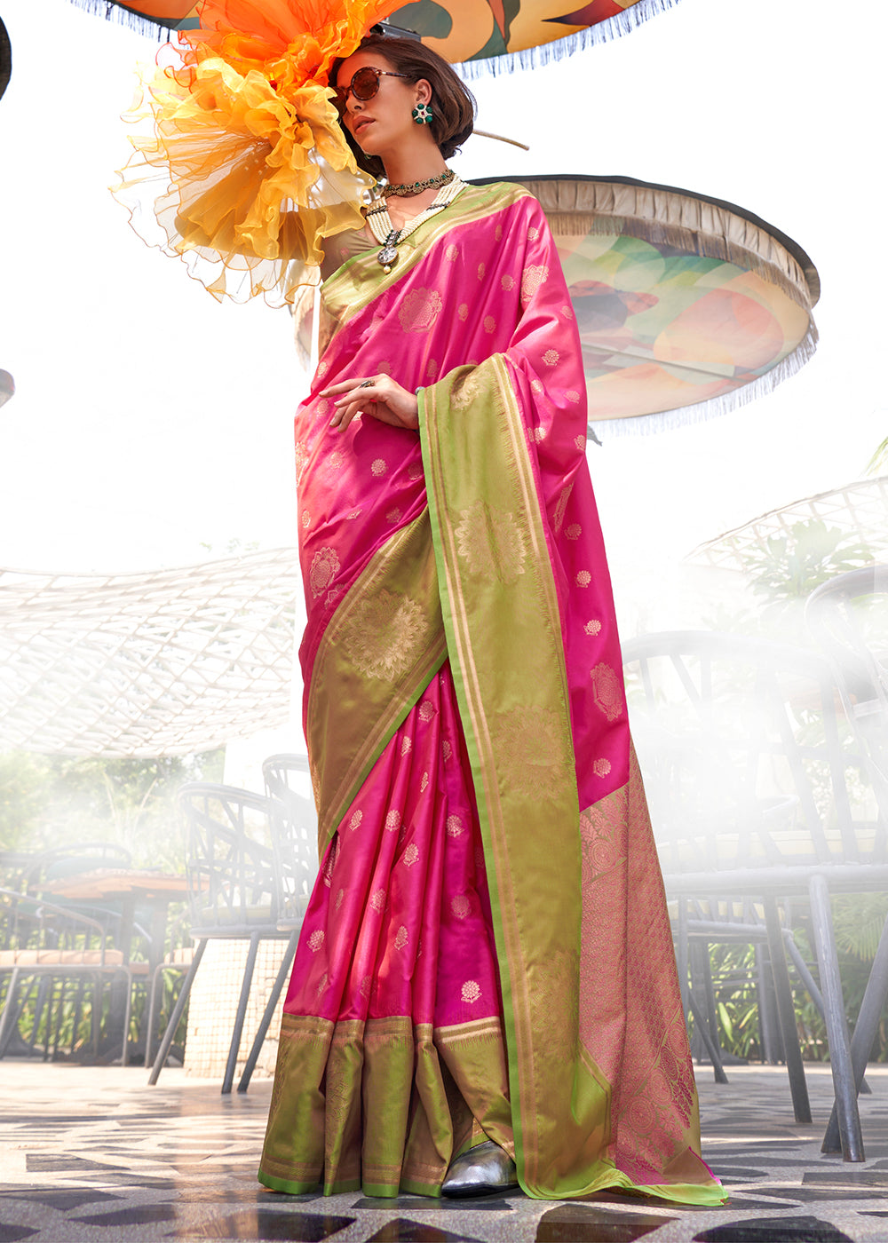 Pink Regal Banarasi Silk Saree – Vintage Elegance with Intricate Detailing