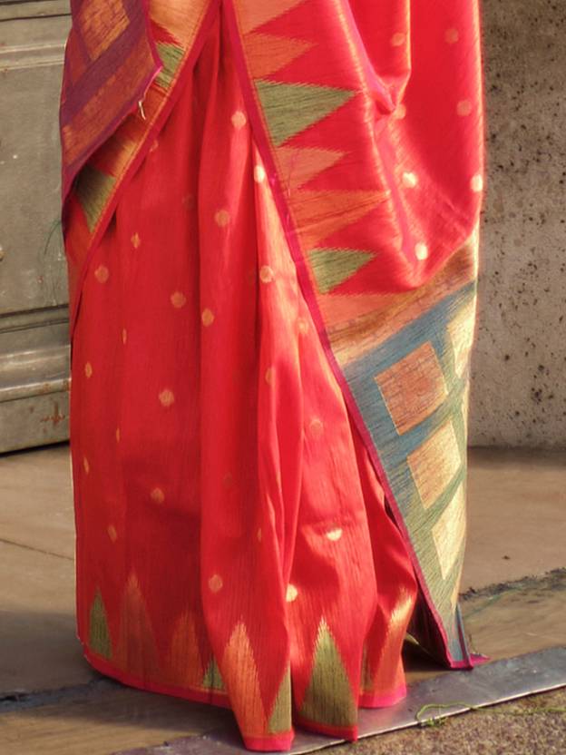 Pink Women's Banarasi Silk Blend Saree with Unstitched Blouse Piece