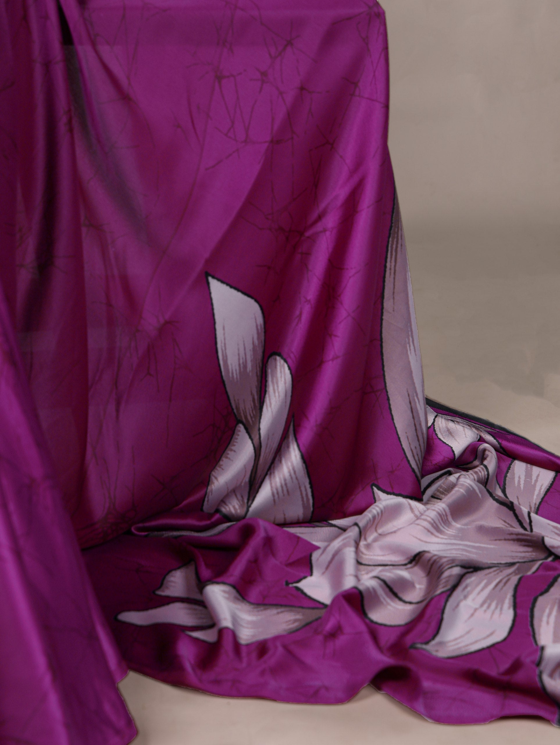 Pink Satin Silk Floral Printed Saree with Matching Unstitched Blouse