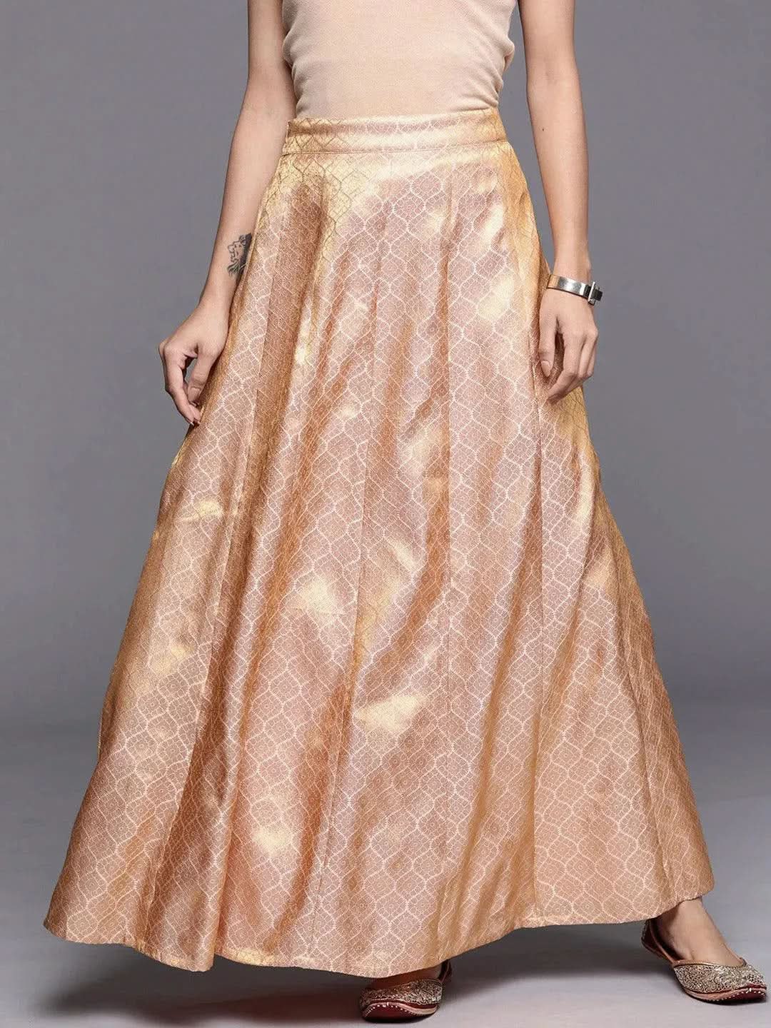 Anouk Pink Self Design Brocade Skirt