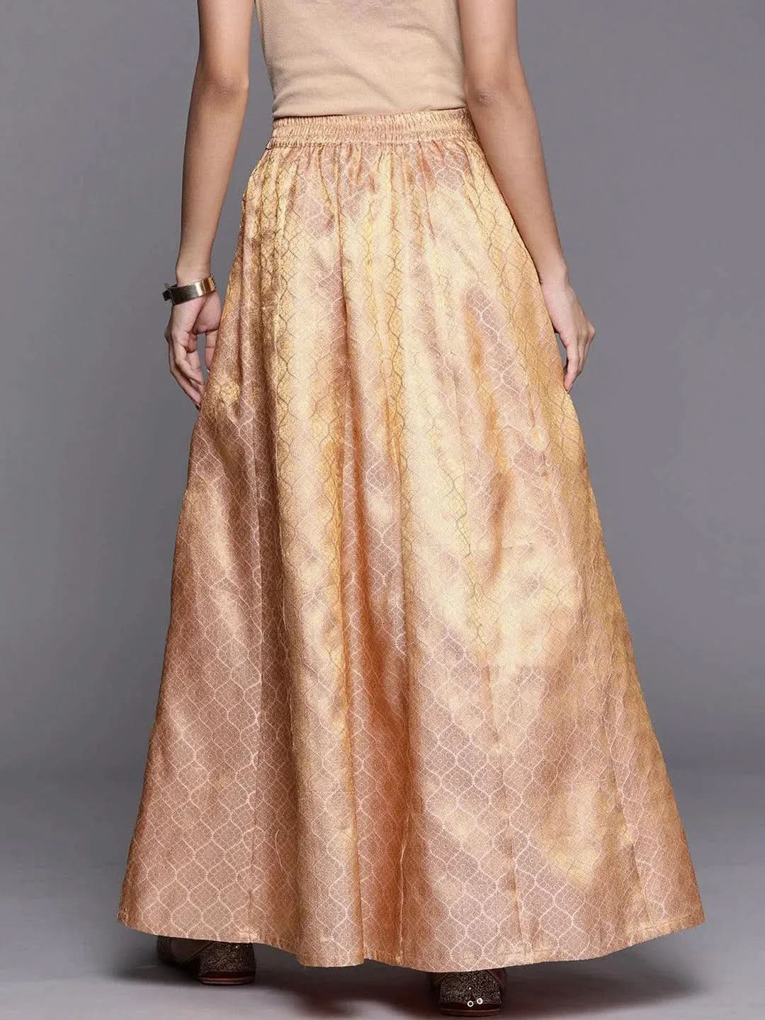 Anouk Pink Self Design Brocade Skirt