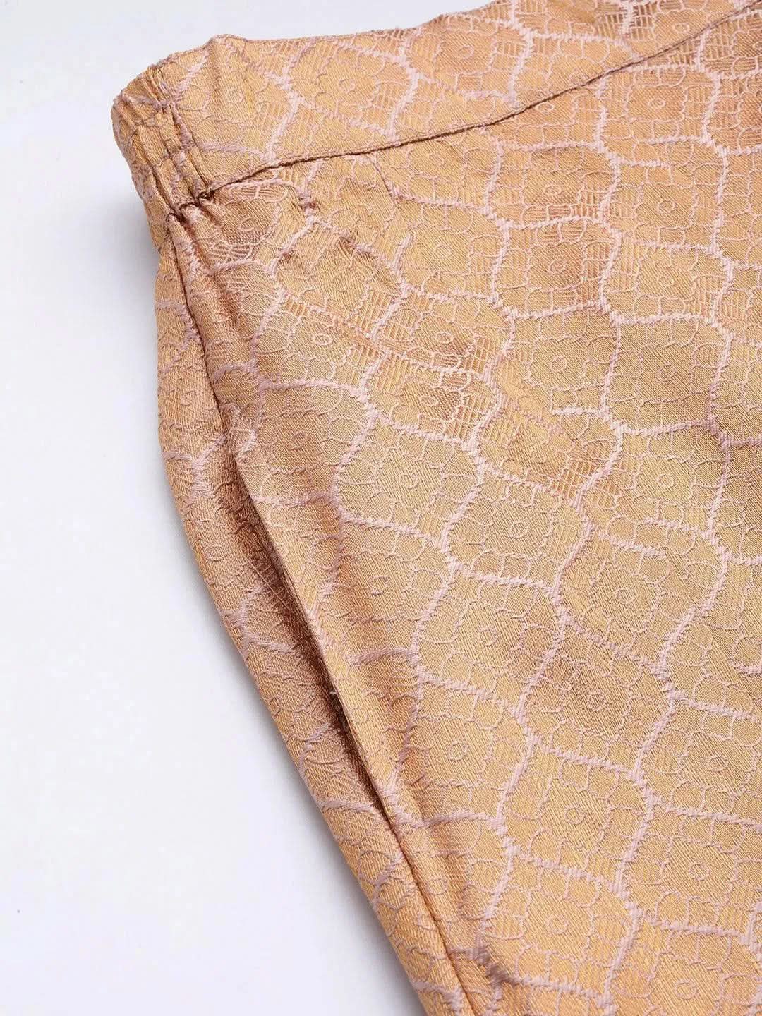 Anouk Pink Self Design Brocade Skirt