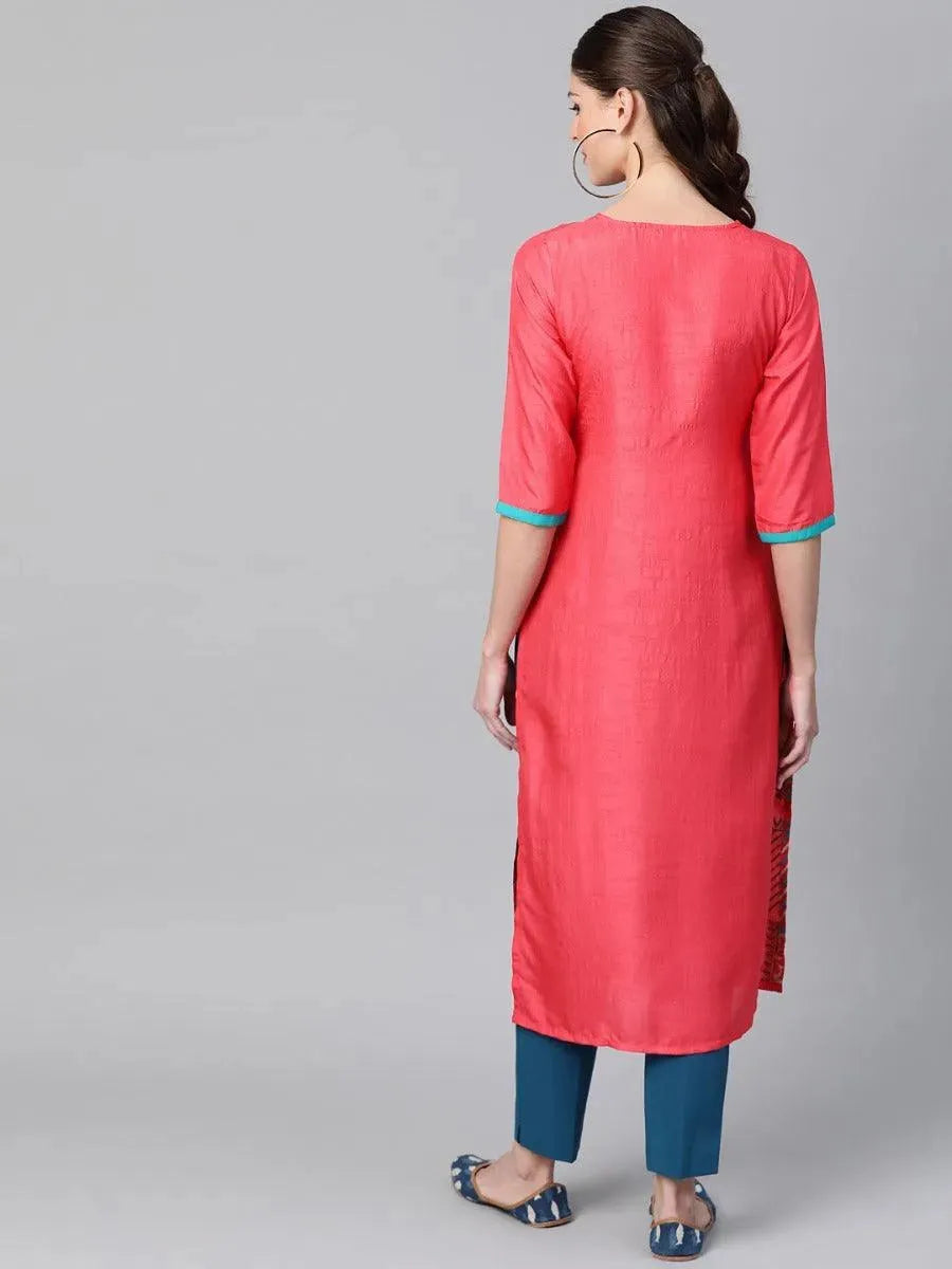 Anouk Pink Self Design Chanderi Kurta