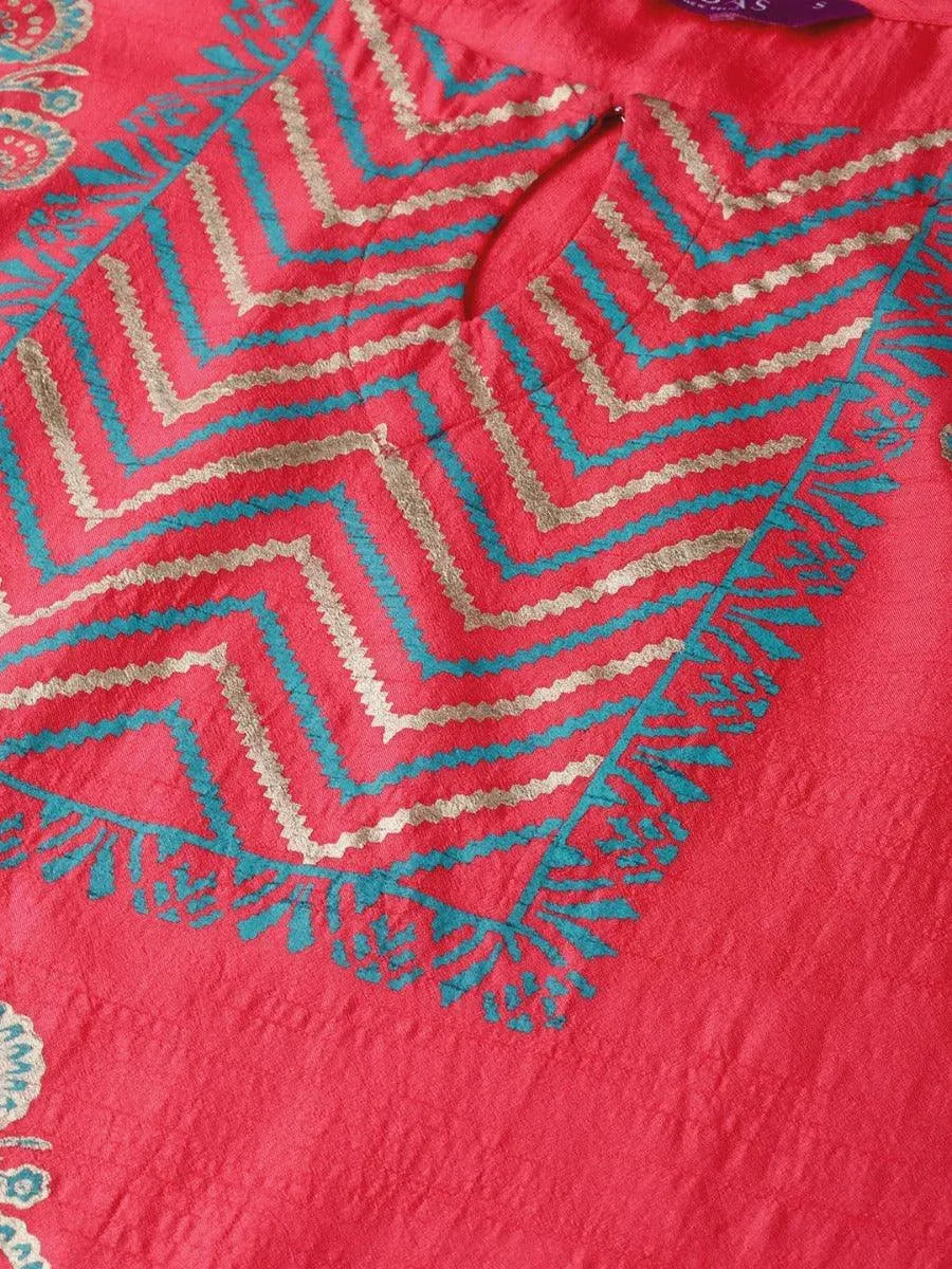 Anouk Pink Self Design Chanderi Kurta