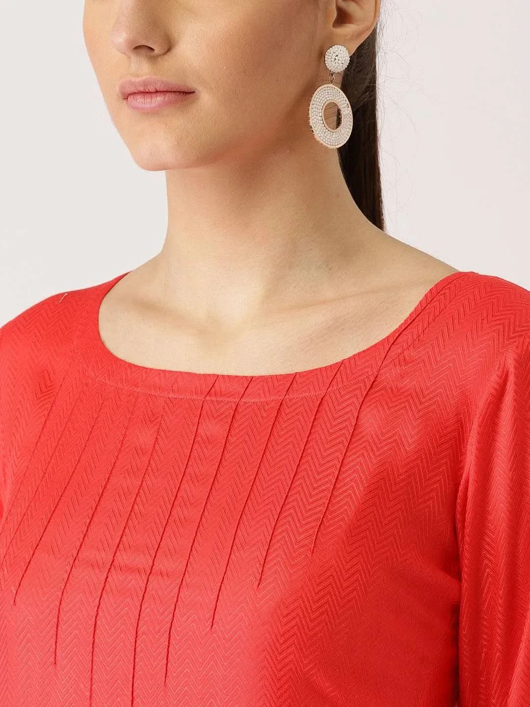 Anouk Pink Self Design Rayon Kurta