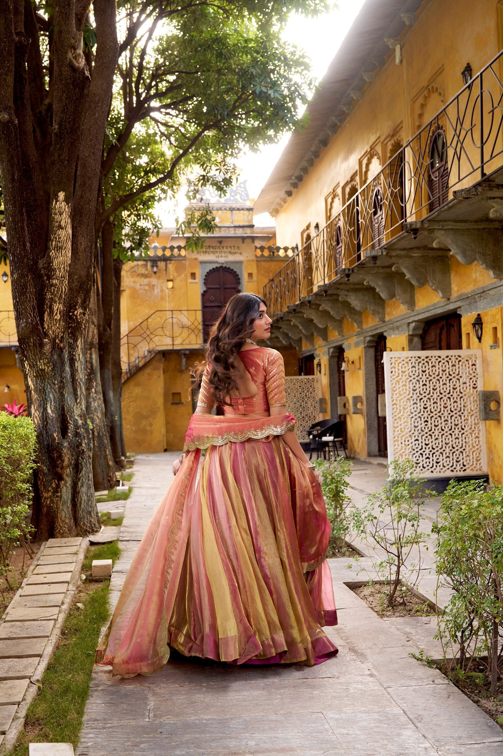 Pink Silk Embroidered Lehenga Set