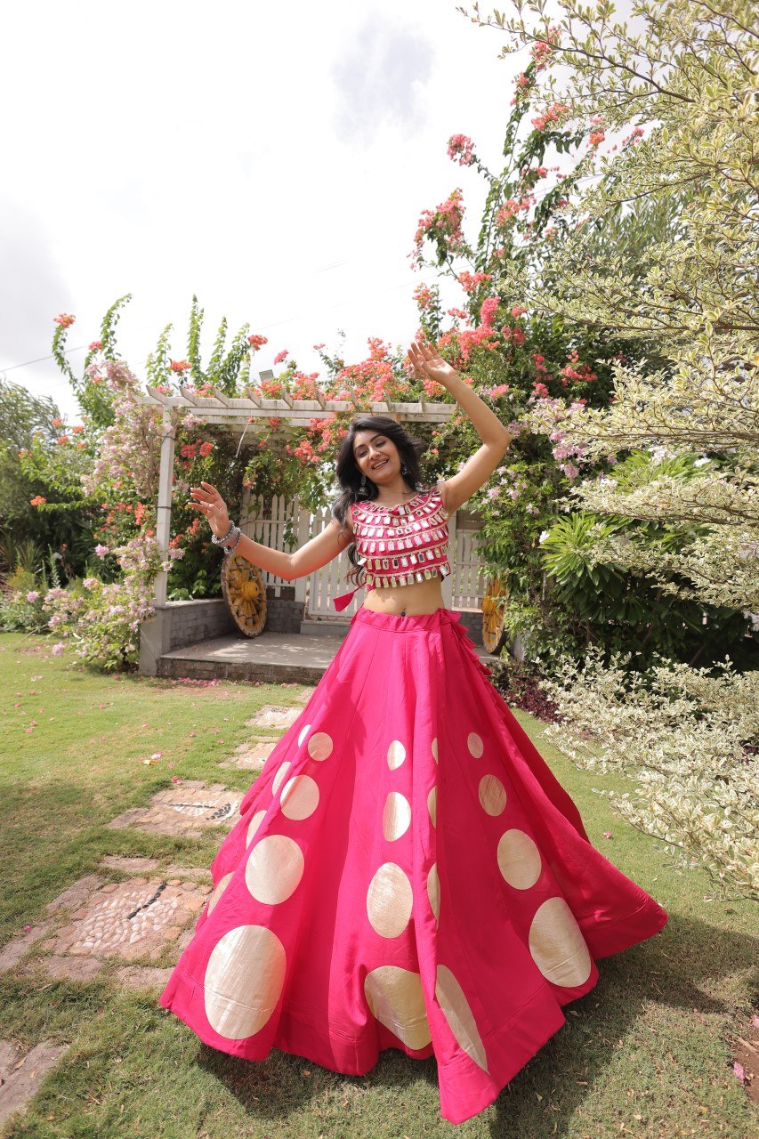 Pink Silk Gota Pattern Lehenga Set