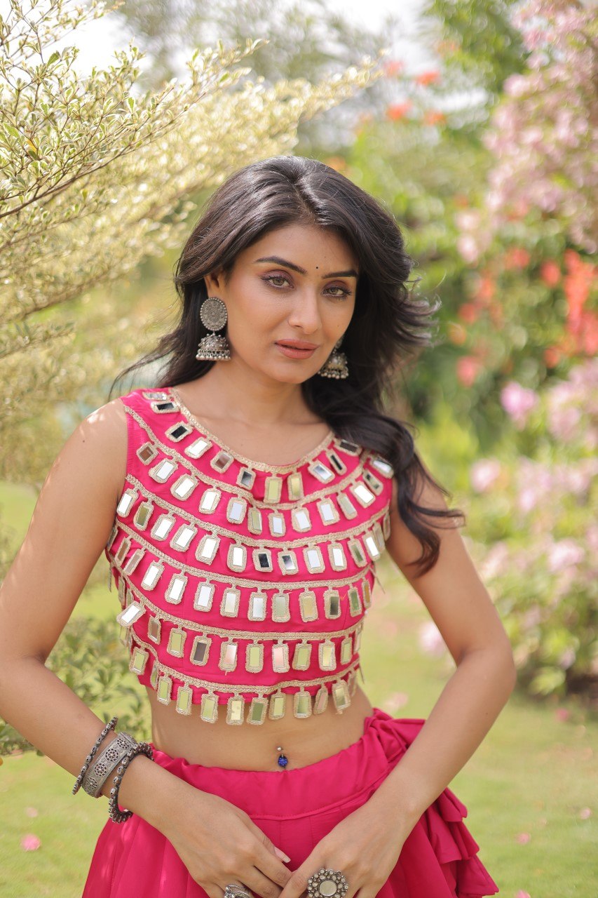 Pink Silk Gota Pattern Lehenga Set