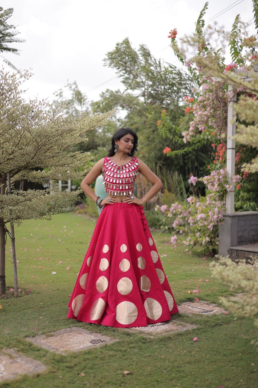 Pink Silk Gota Pattern Lehenga Set