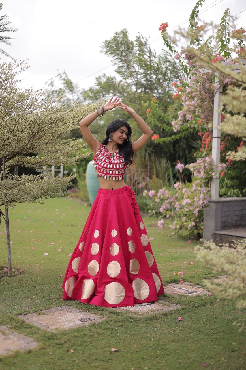 Pink Silk Gota Pattern Lehenga Set