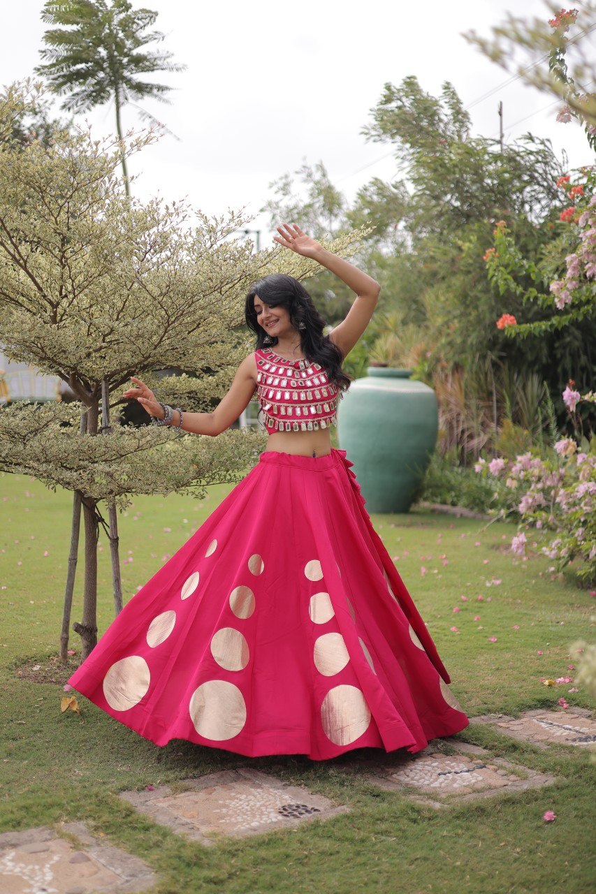 Pink Silk Gota Pattern Lehenga Set