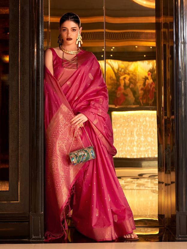 Pink Stunning Bollywood Style Tussar Silk Saree