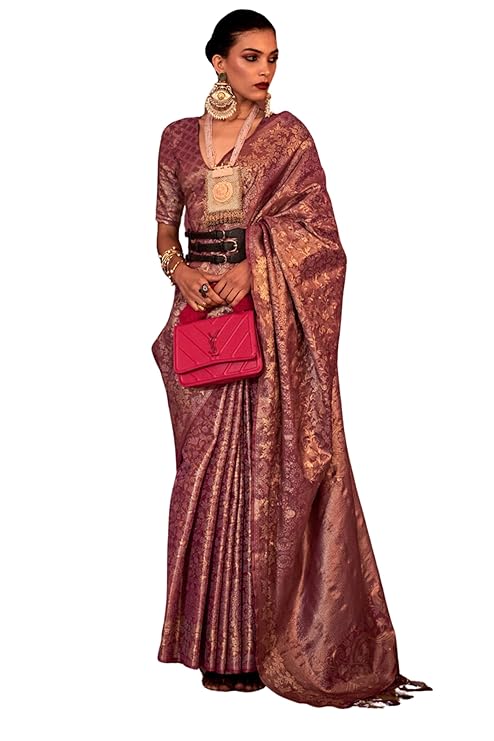 Pink Stylish Party Wear Saree with Unstitched Blouse Piece