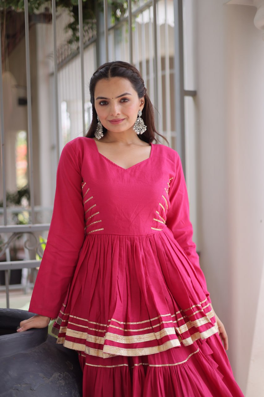 Pink Traditional Cora Cotton Lehenga Set
