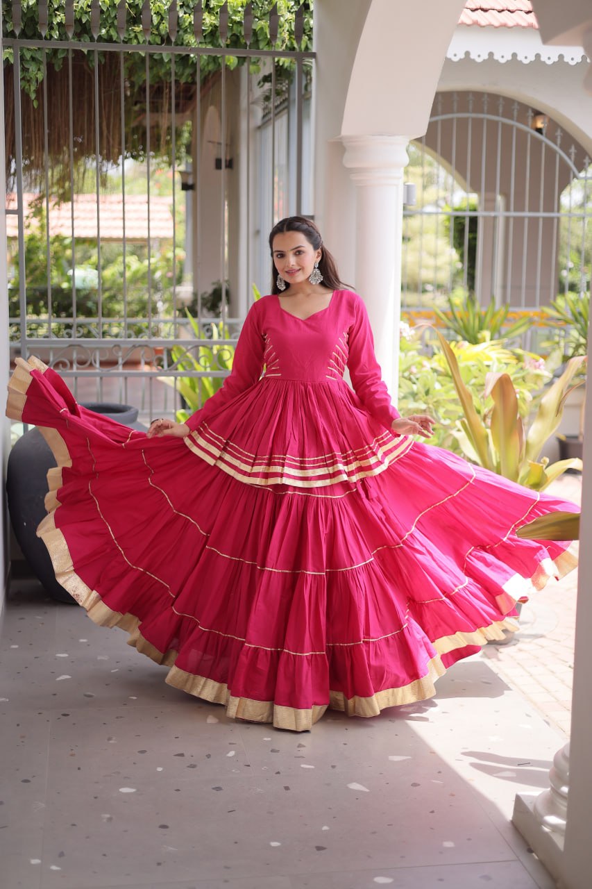 Pink Traditional Cora Cotton Lehenga Set