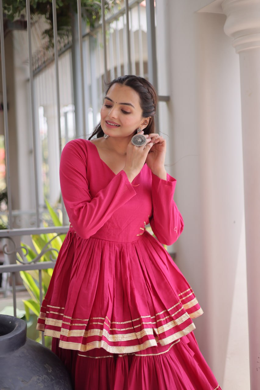 Pink Traditional Cora Cotton Lehenga Set