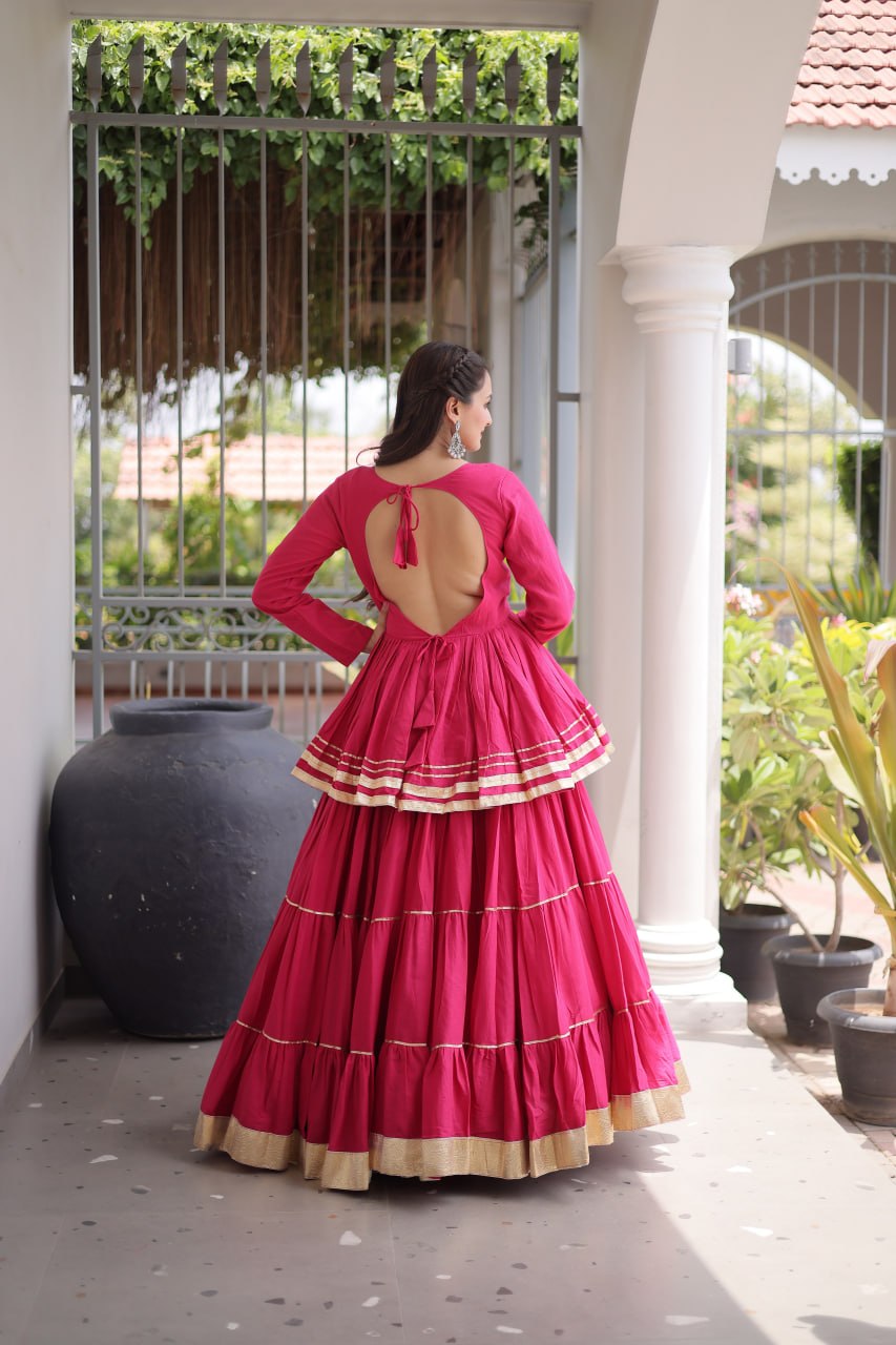 Pink Traditional Cora Cotton Lehenga Set