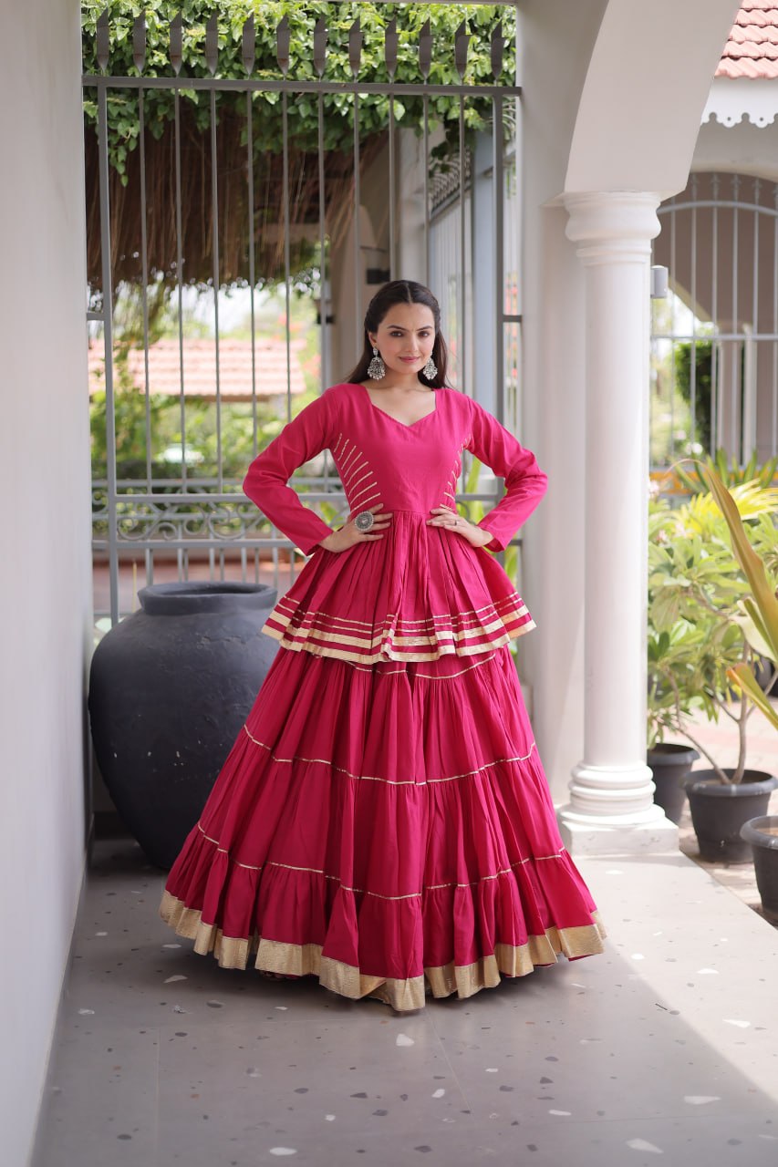 Pink Traditional Cora Cotton Lehenga Set