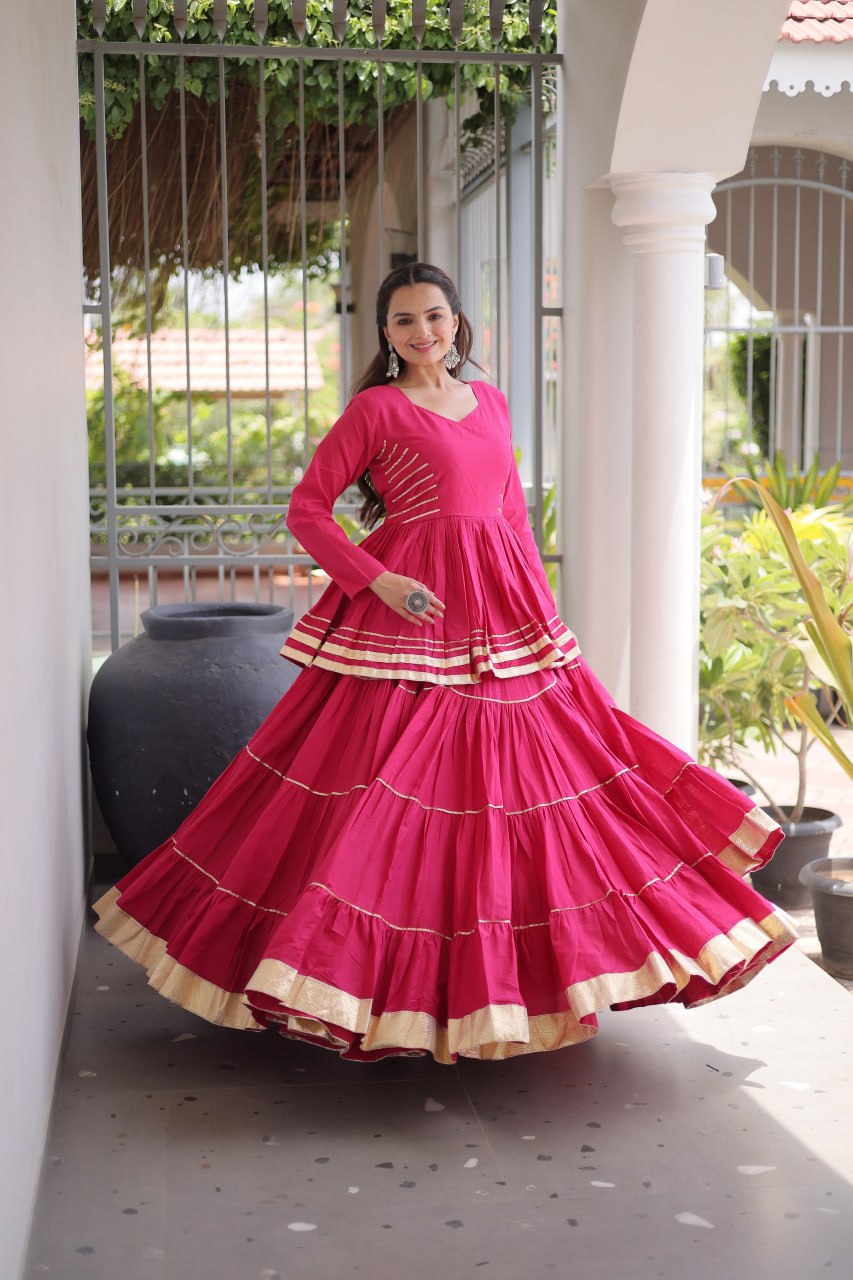 Pink Traditional Cora Cotton Lehenga Set